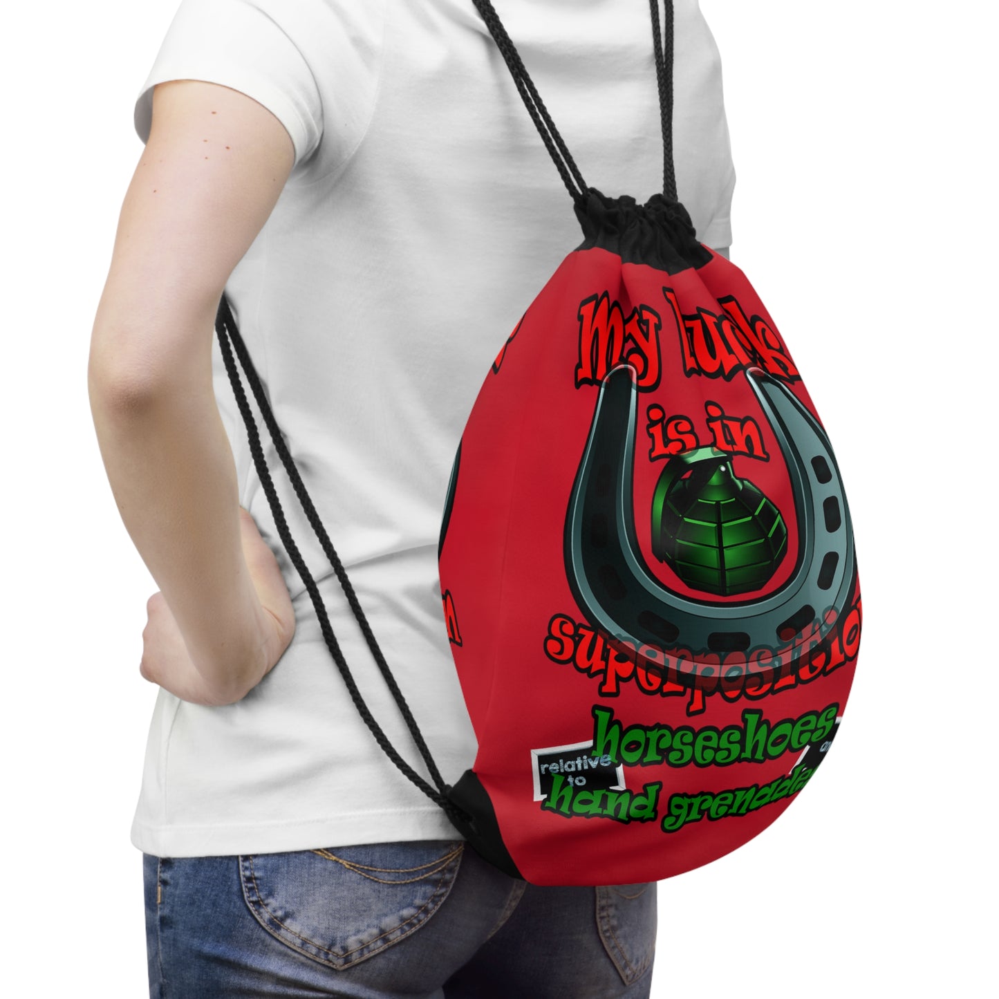 my luck - Drawstring Bag (dark red)