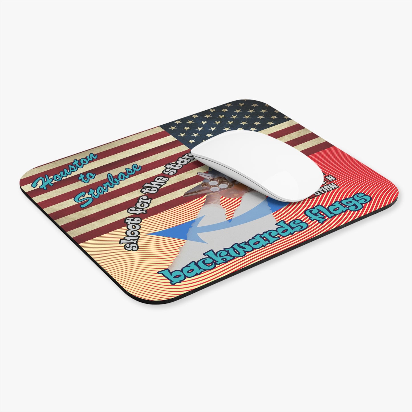 shoot for the stars - Mouse Pad (Rectangle) - (yellow-orange wave)