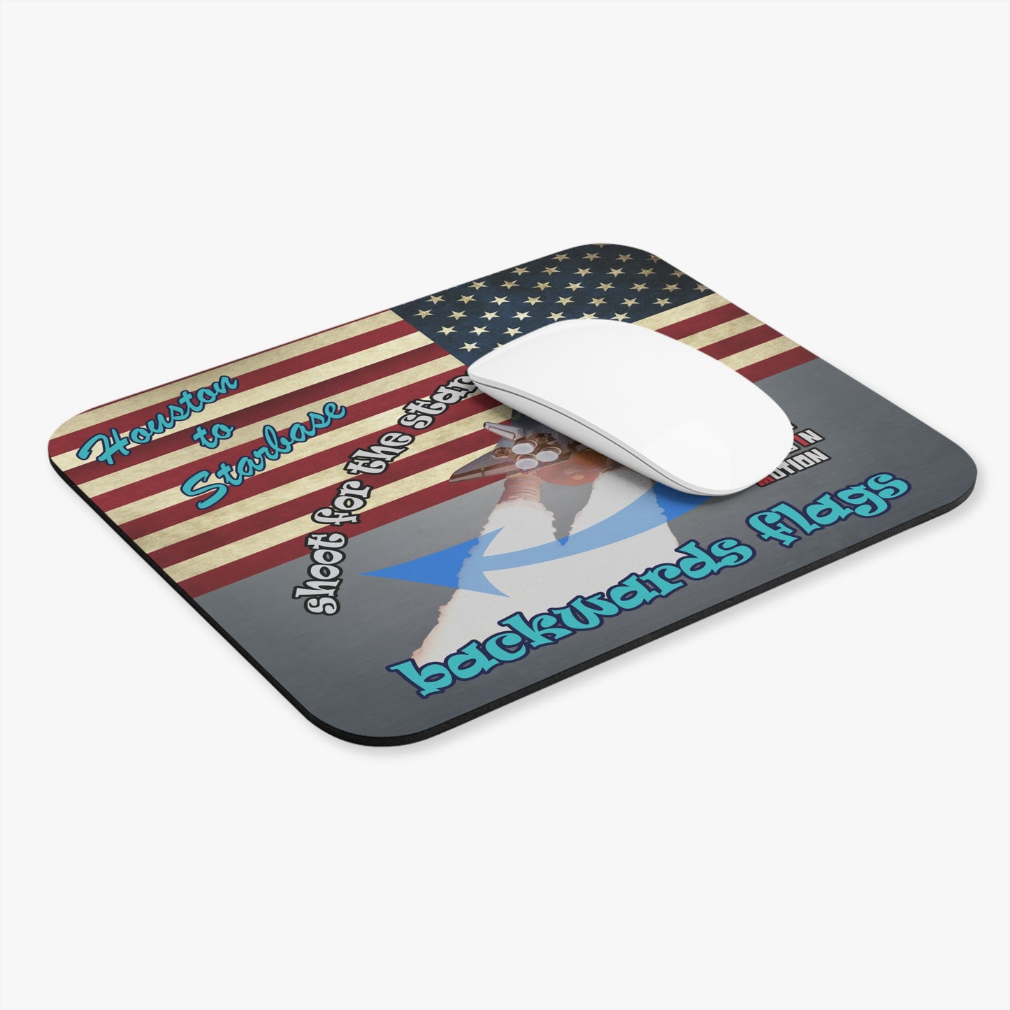 shoot for the stars - Mouse Pad (Rectangle) - (grey-light grey)