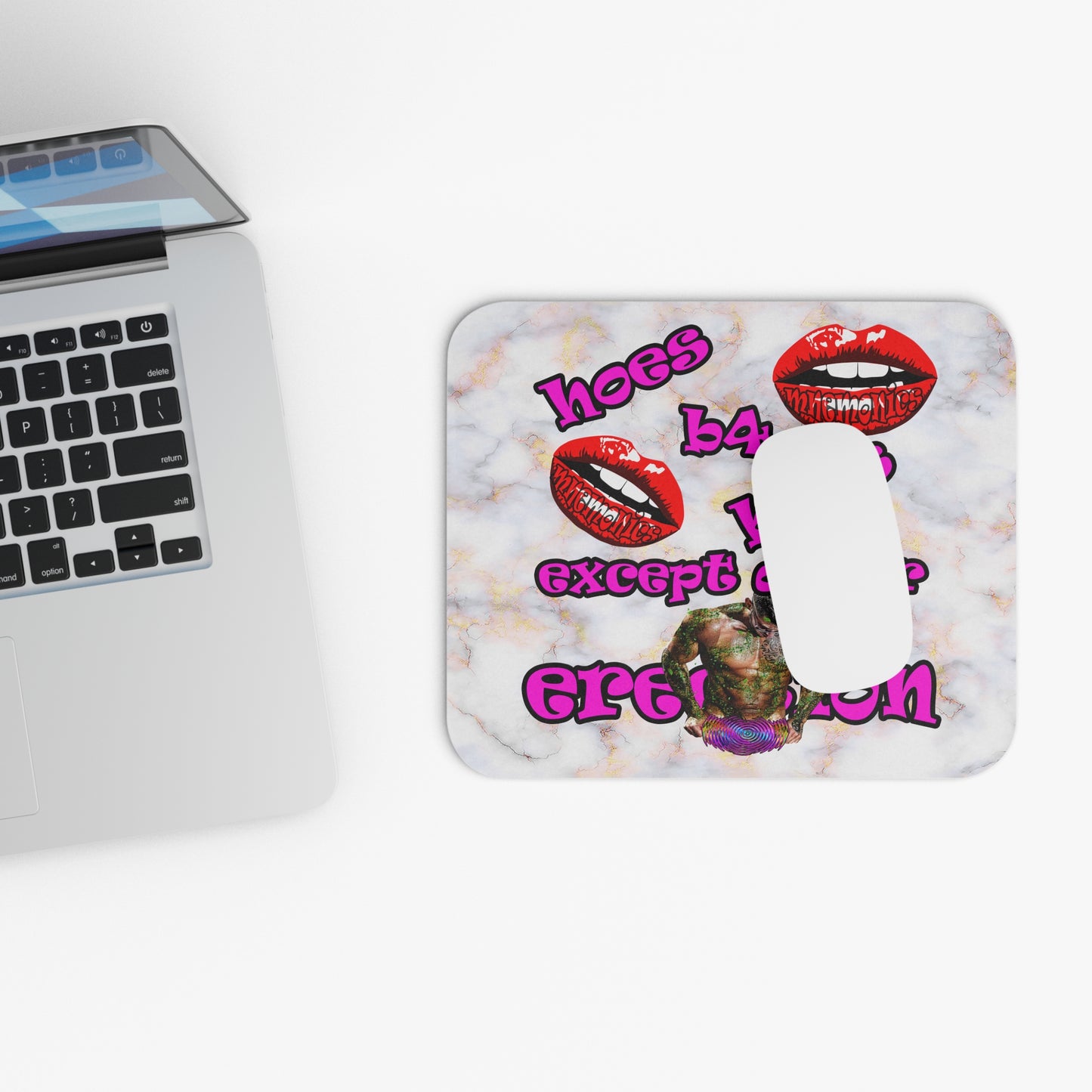 hoes b4 bros - Mouse Pad (Rectangle) (white marble)