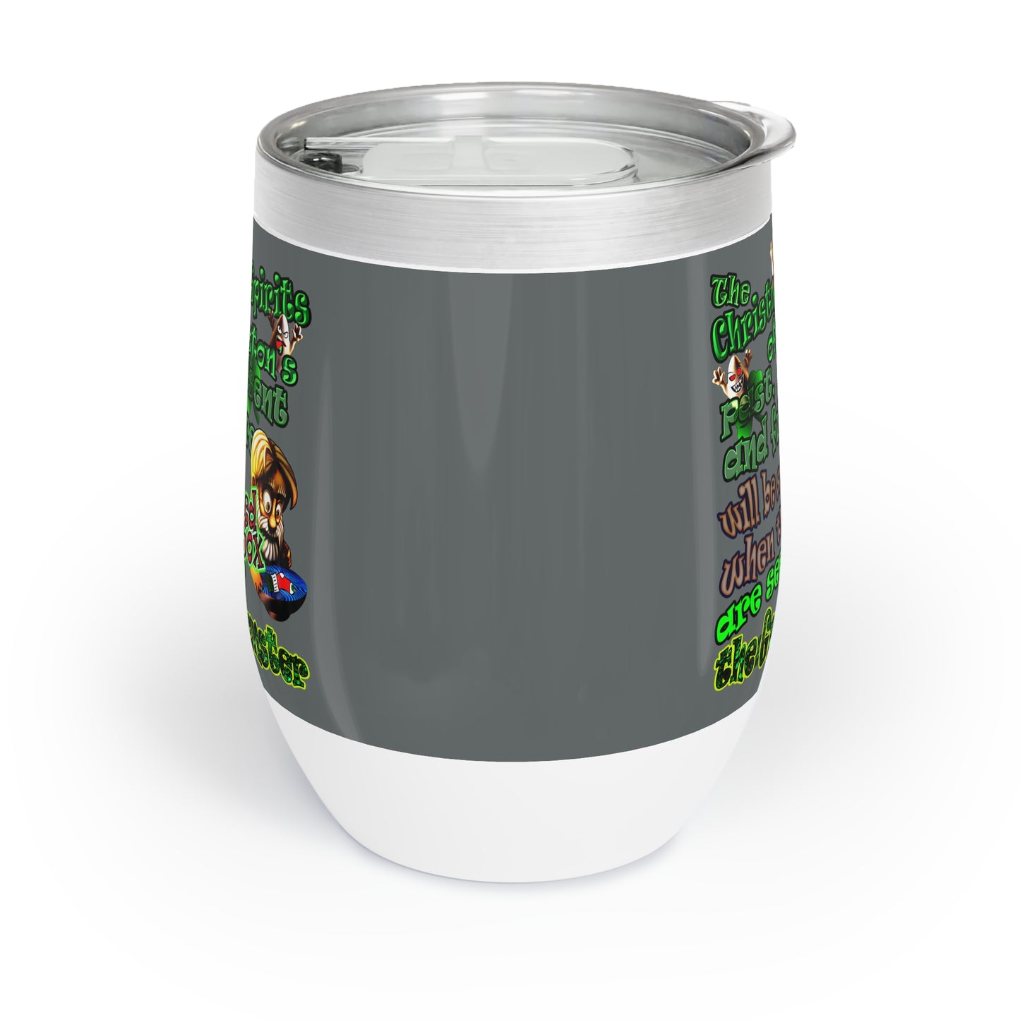 christmas spirits of boston - Chill Wine Tumbler (dark grey)