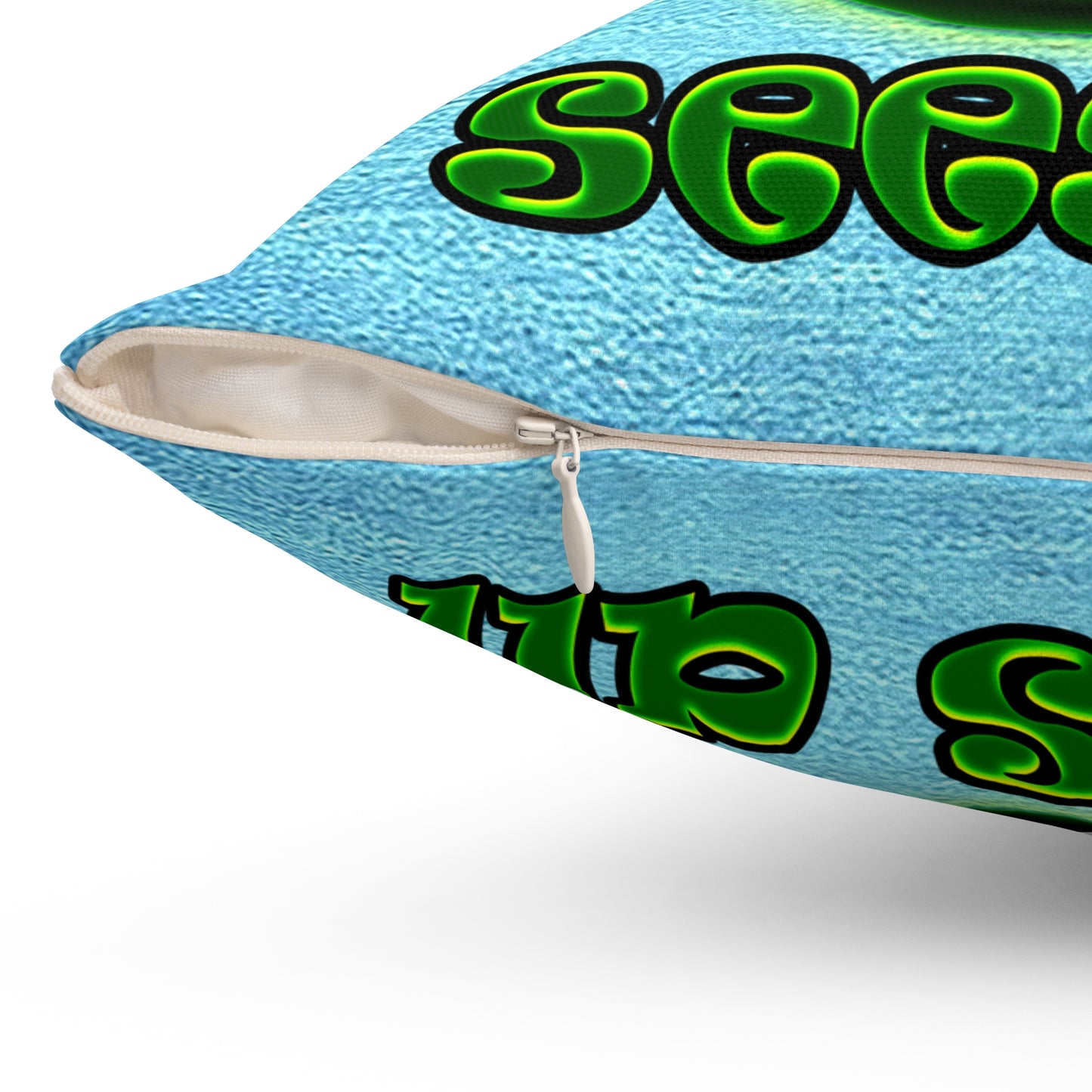 green monster - Spun Polyester Square Pillow - (faded blue)