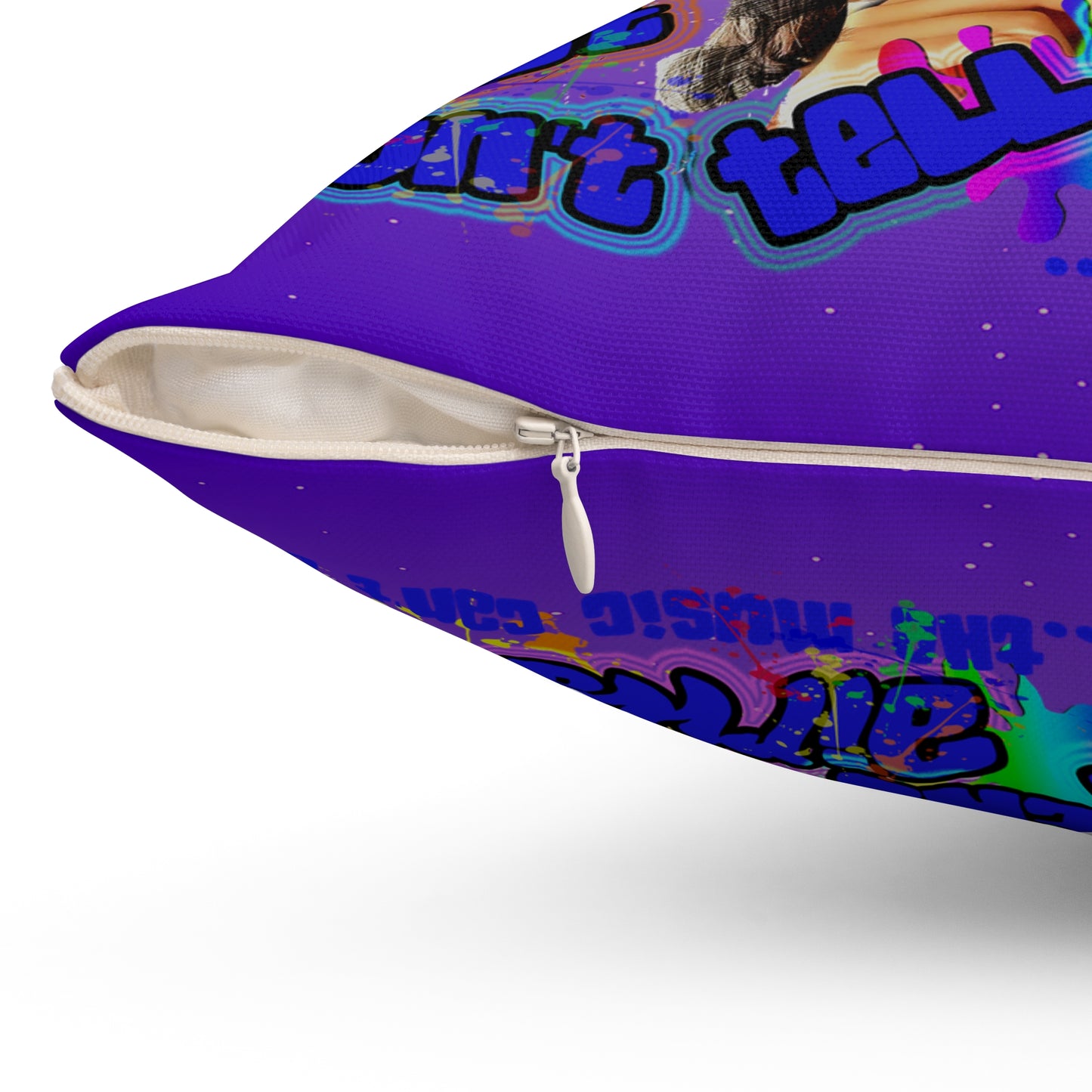 drop the beat - Spun Polyester Square Pillow - (purple-pink wave)