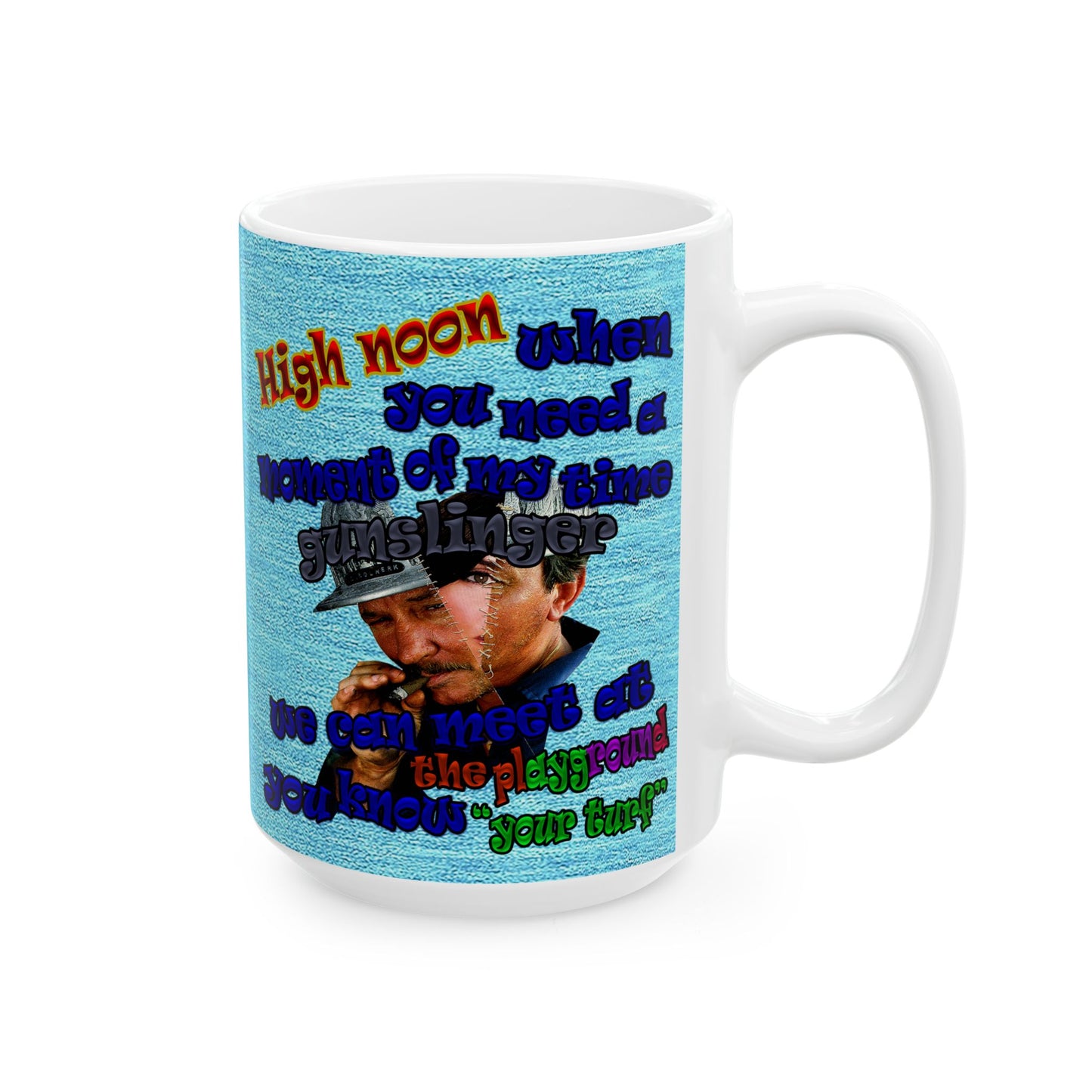 high noon - White Mug (faded blue)