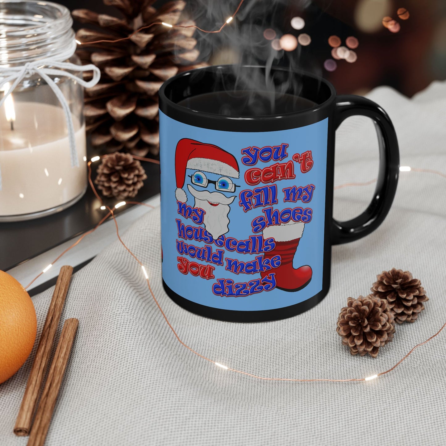 santa's shoes - Black Mug (light blue)