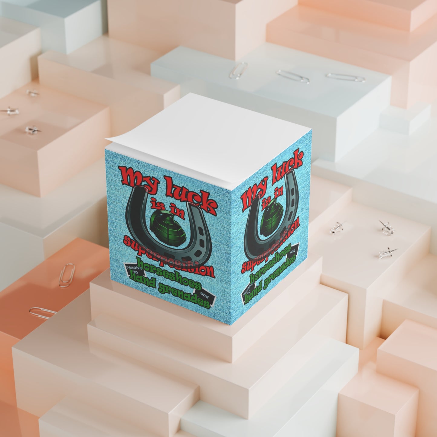 my luck - note cube (faded blue)