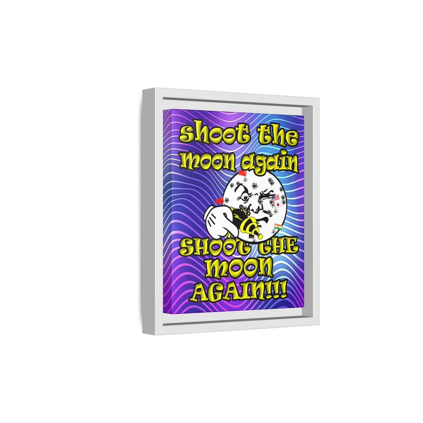 shoot the moon again - framed canvas art (purple wave)