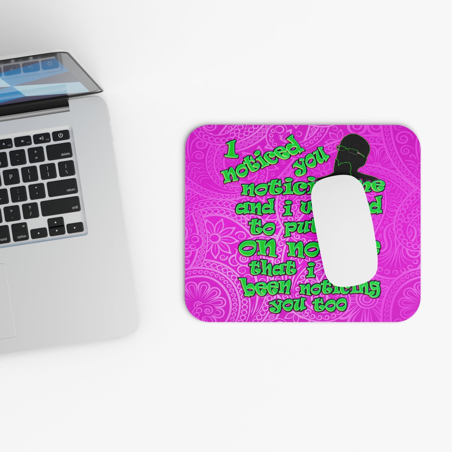 noticed you noticing - Mouse Pad (Rectangle) (pink swirl)