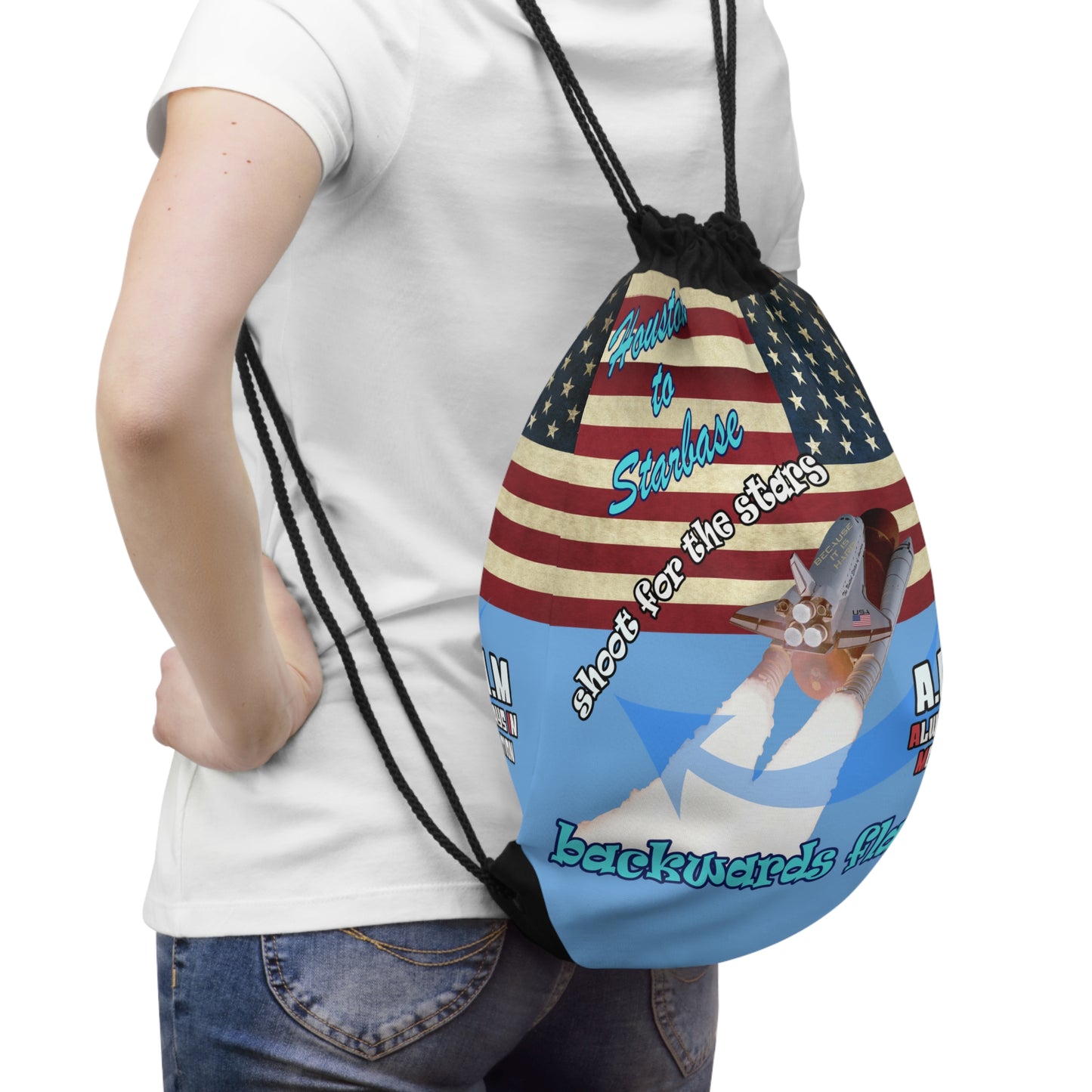 shoot for the stars - Drawstring Bag (light blue)