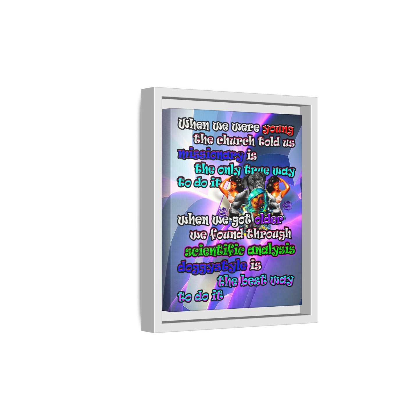 doggystyle - framed canvas art (grey-pink wave)