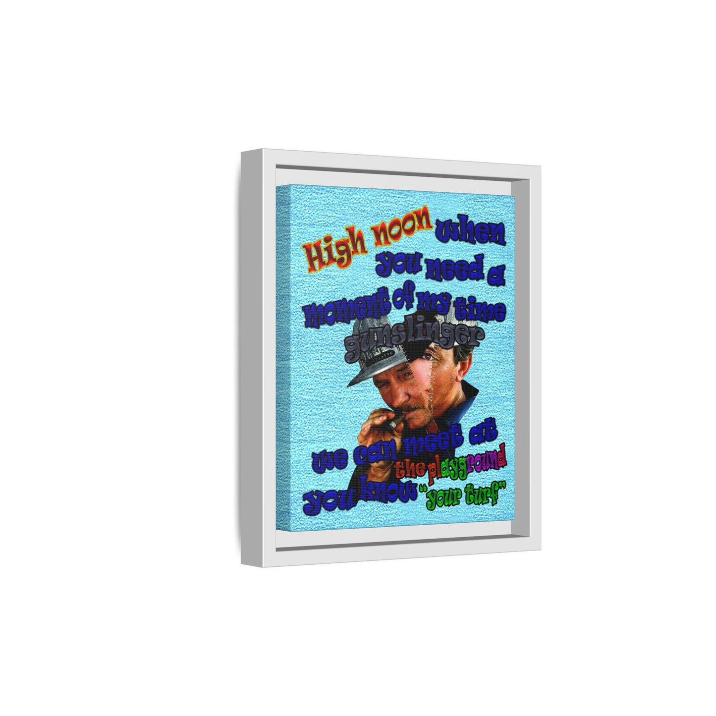 high noon - framed canvas art (faded blue)