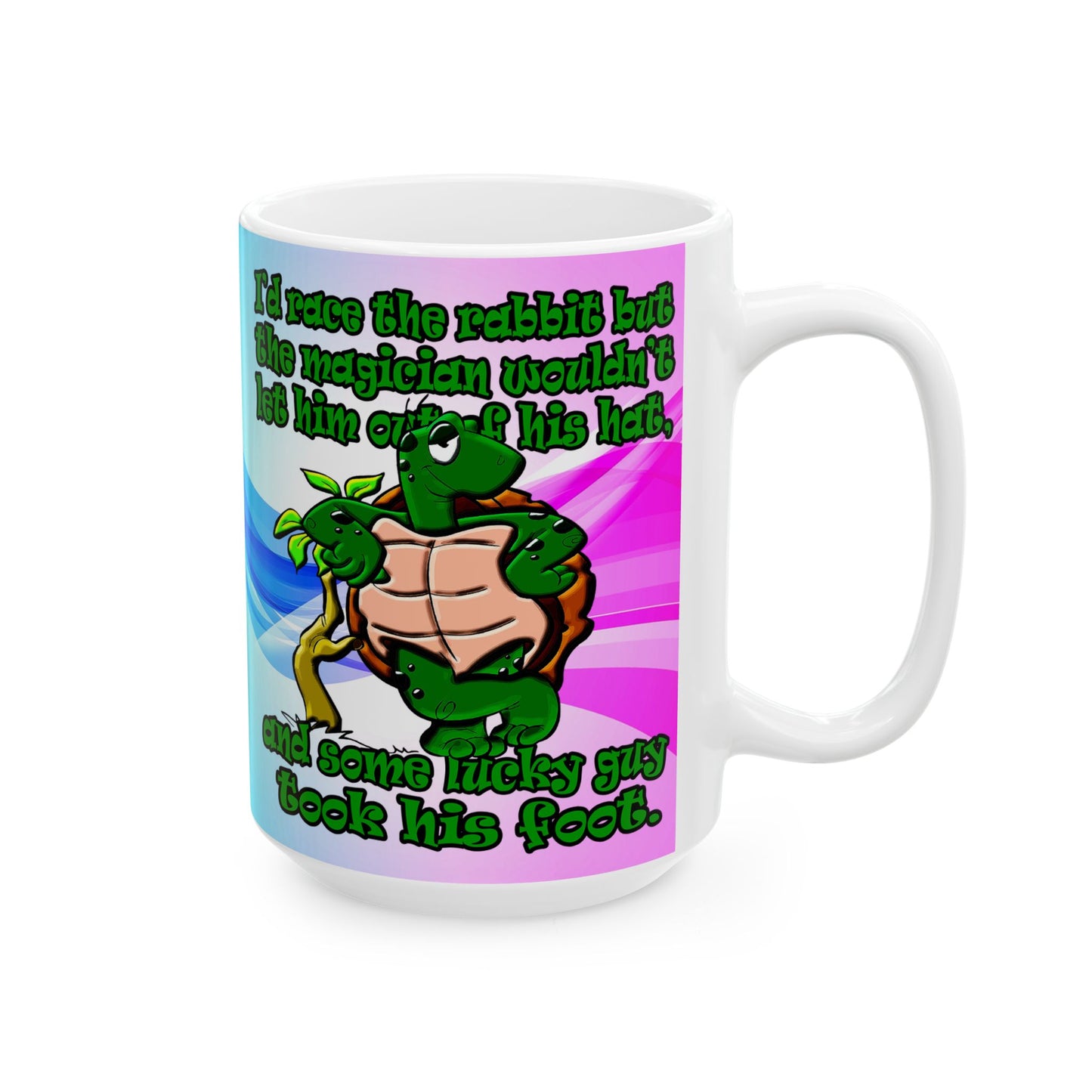 turtle race - White Mug (light blue-pink wave)