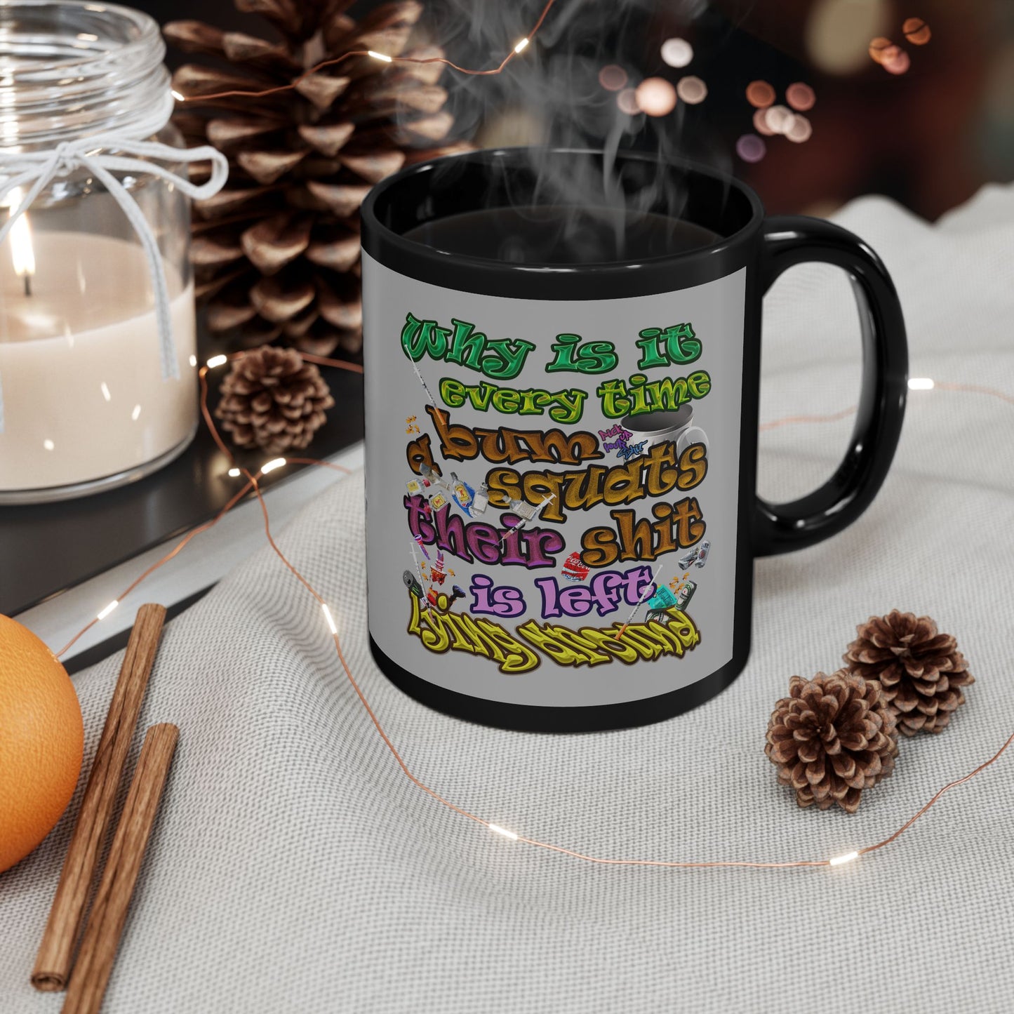 the bum's shit - Black Mug (light grey)