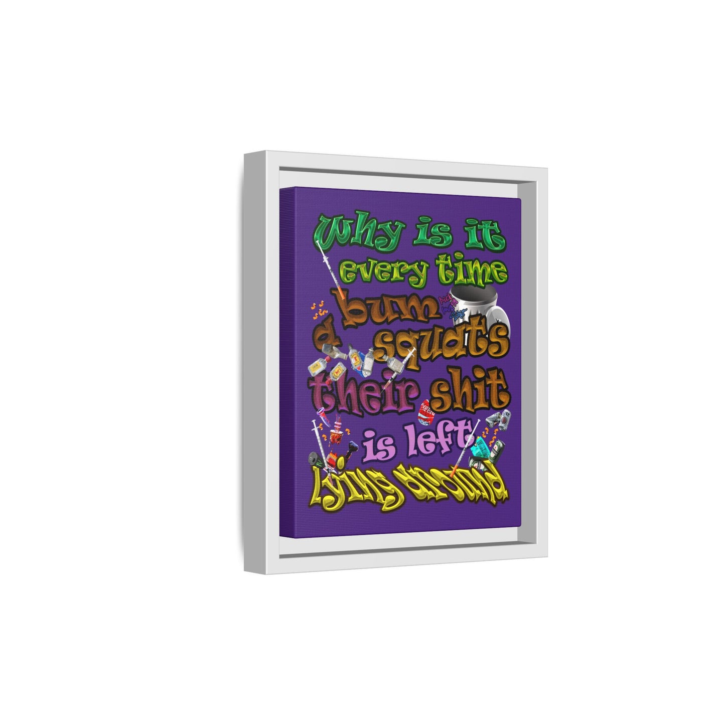 the bum's shit - framed canvas art (purple)