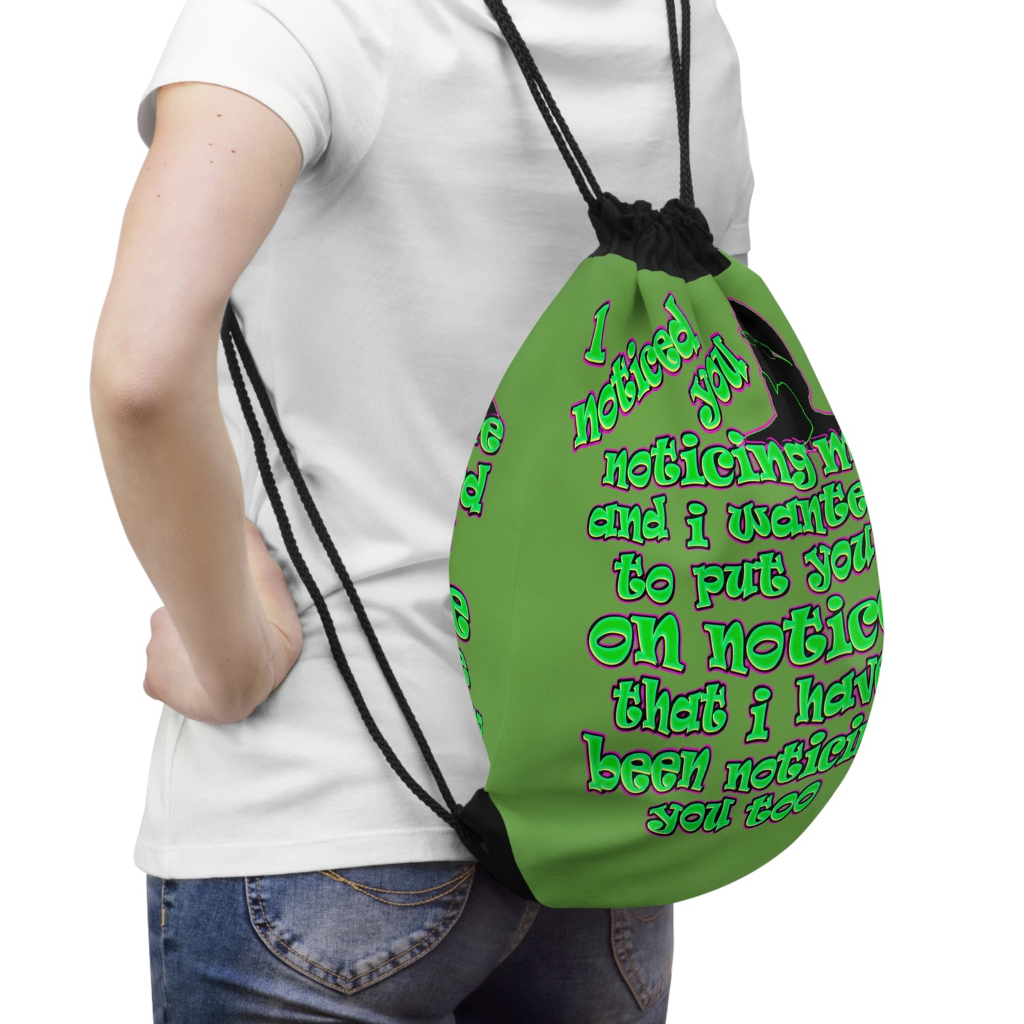 noticed you noticing - Drawstring Bag (green)