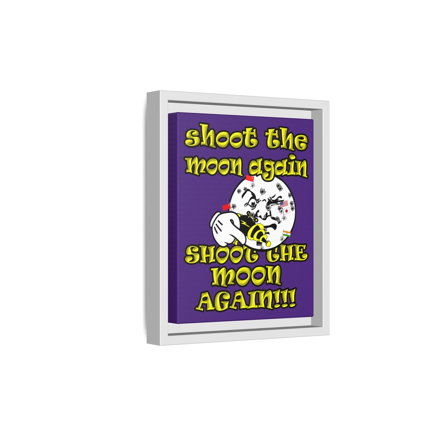 shoot the moon again - framed canvas art (purple)