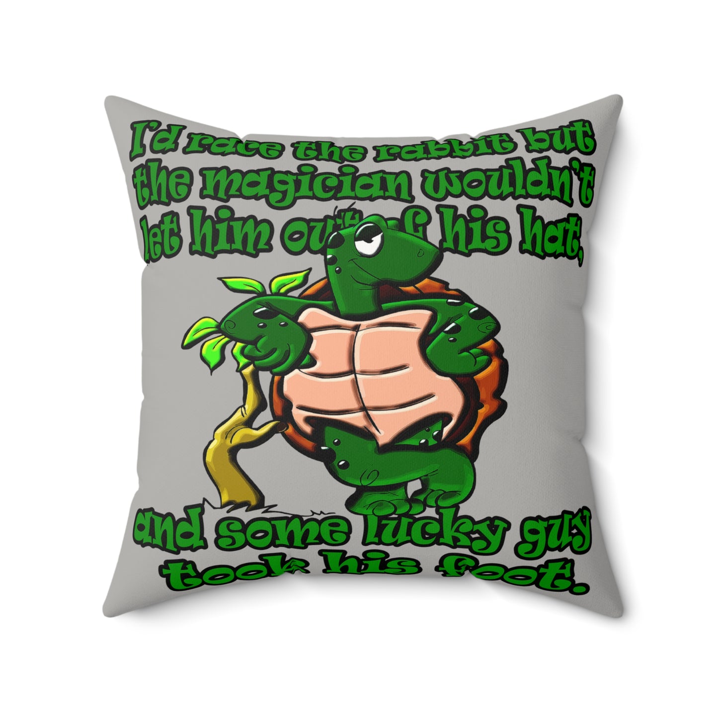 turtle race - Faux Suede Square Pillow - (light grey)