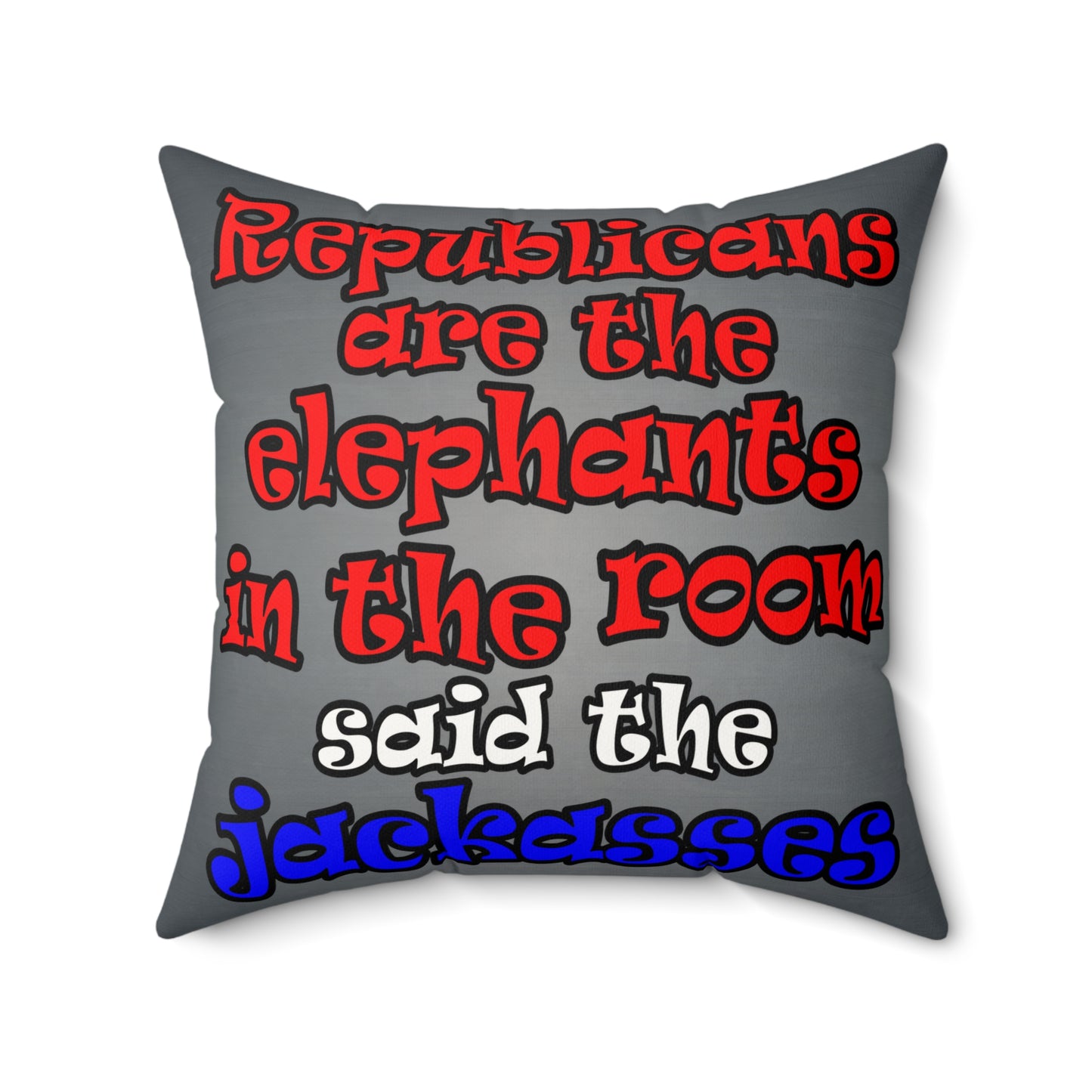 donkeys and elephants - Faux Suede Square Pillow - (grey-light grey)