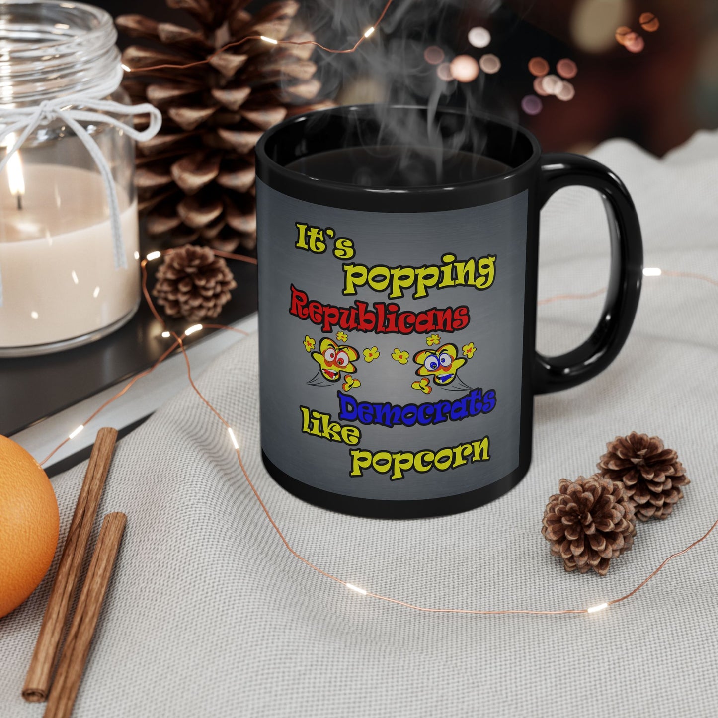 popping like popcorn - Black Mug (grey-light grey)