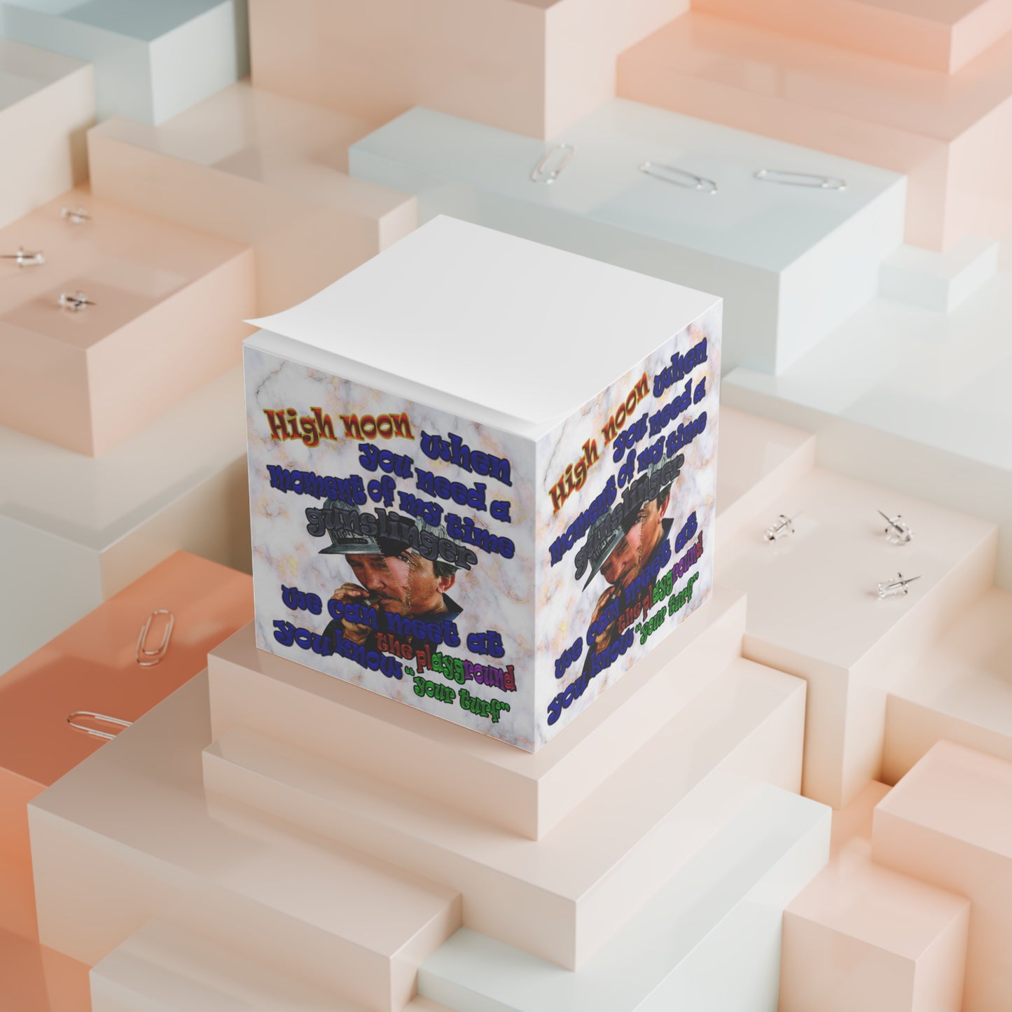 high noon - note cube (white marble)