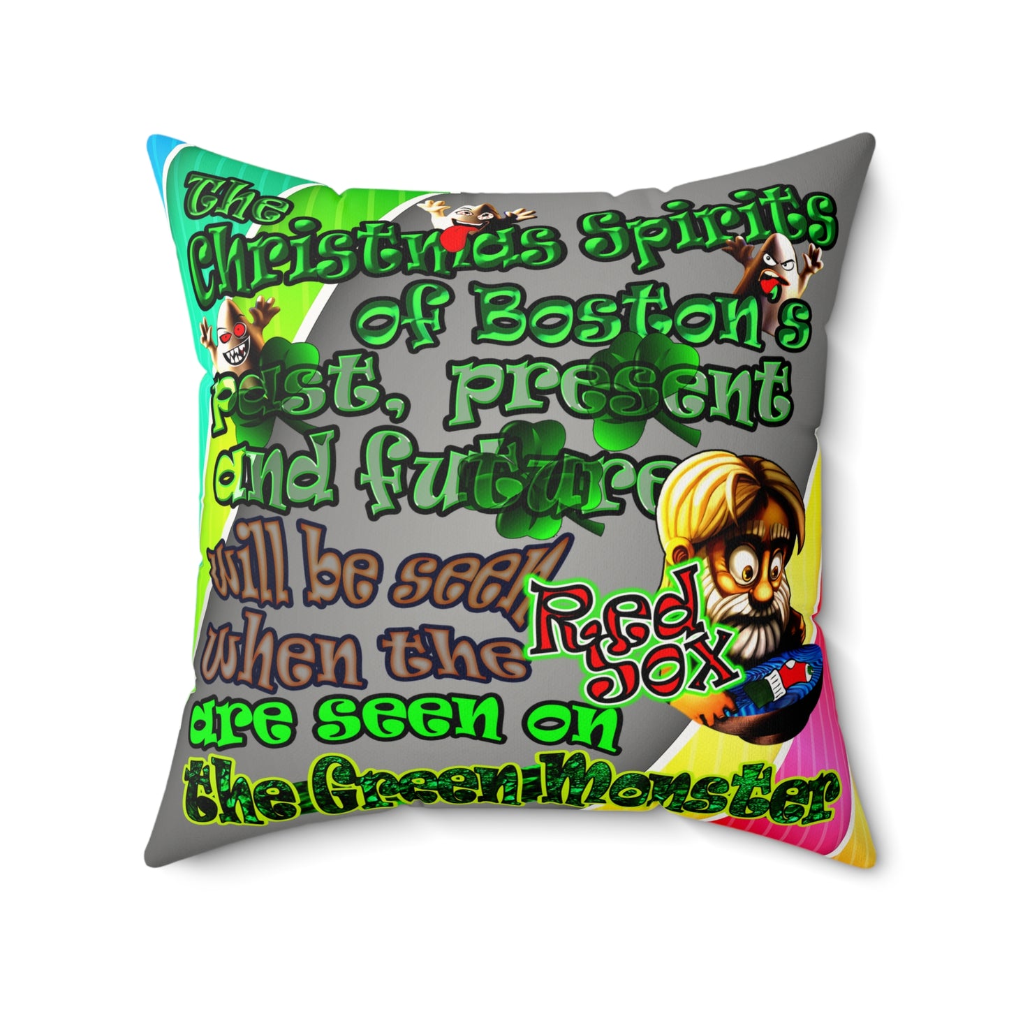 christmas spirits of boston - Faux Suede Square Pillow - (rainbow split)