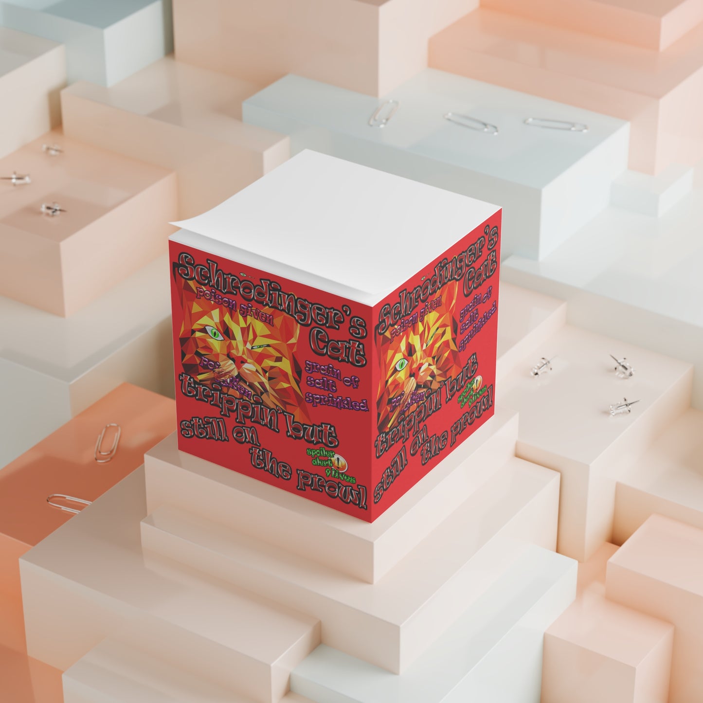 schrodinger's cat - note cube (red)