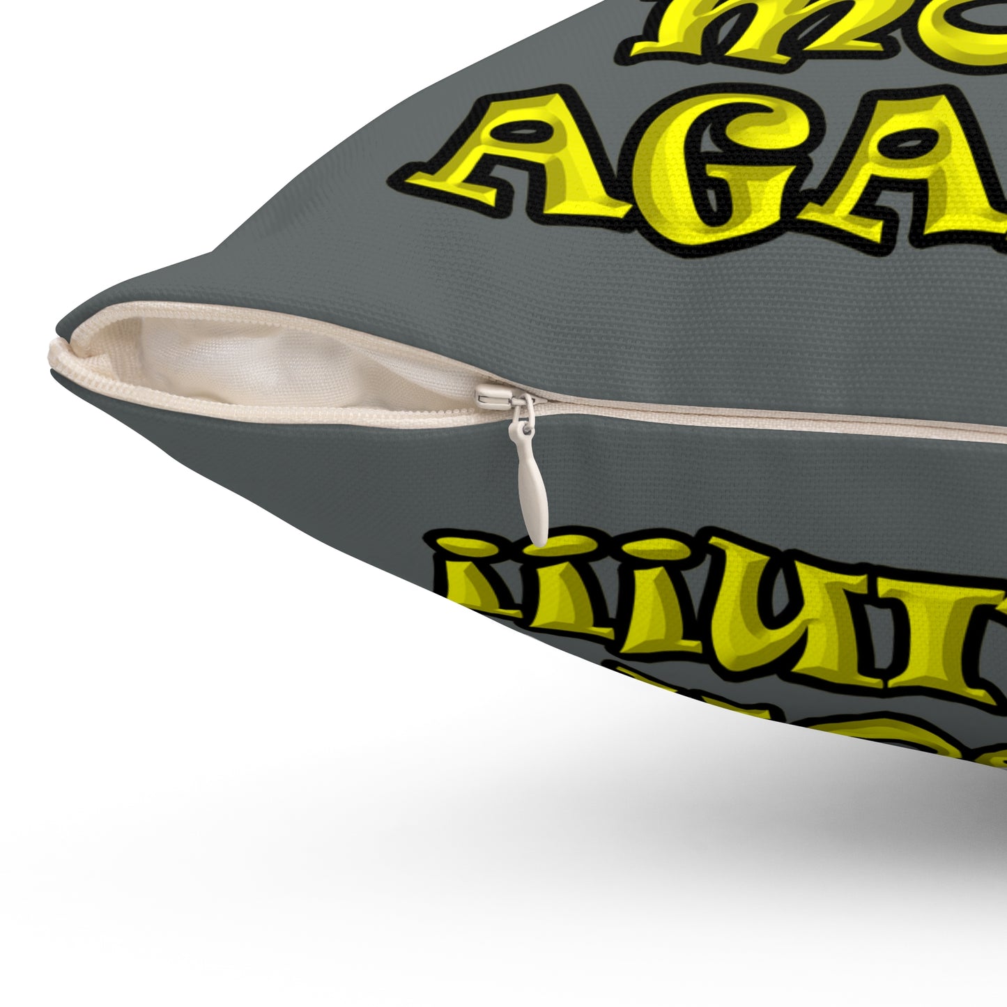 shoot the moon again - Spun Polyester Square Pillow - (dark grey)
