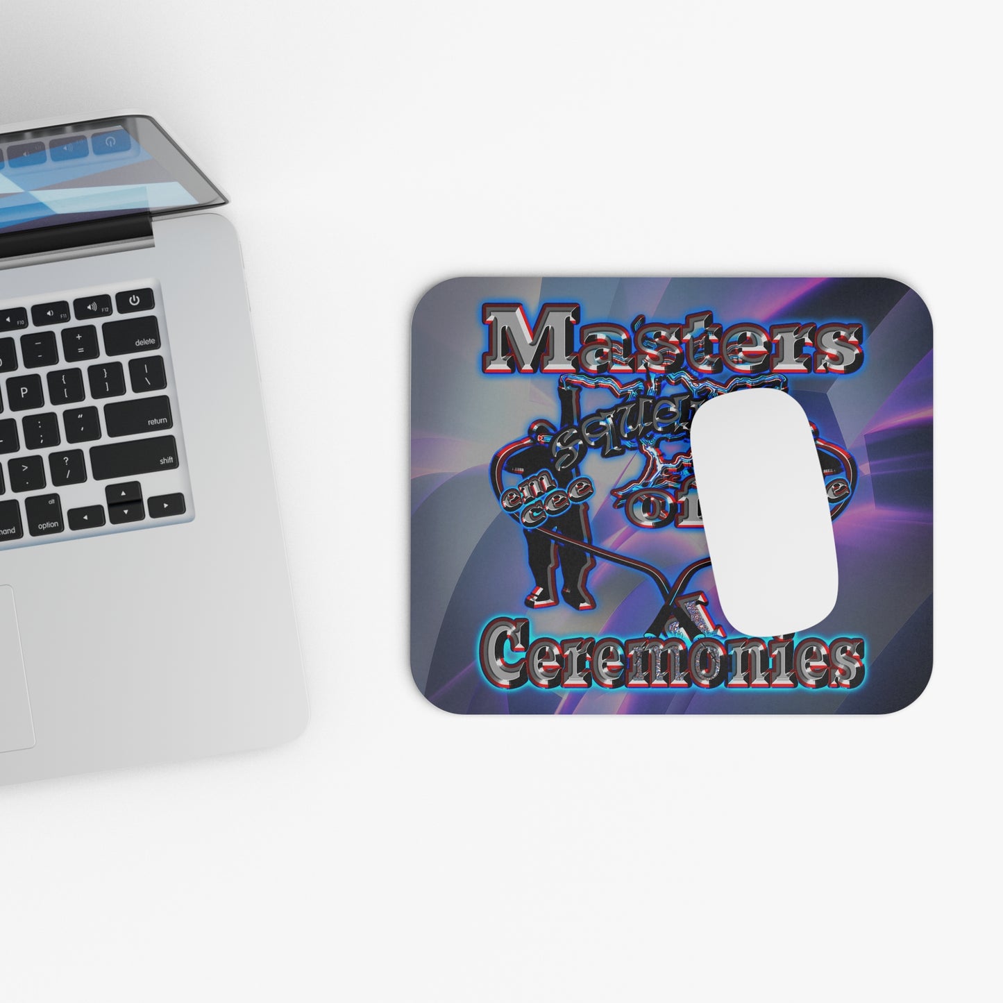 em cee squared - Mouse Pad (Rectangle) (grey-pink wave)