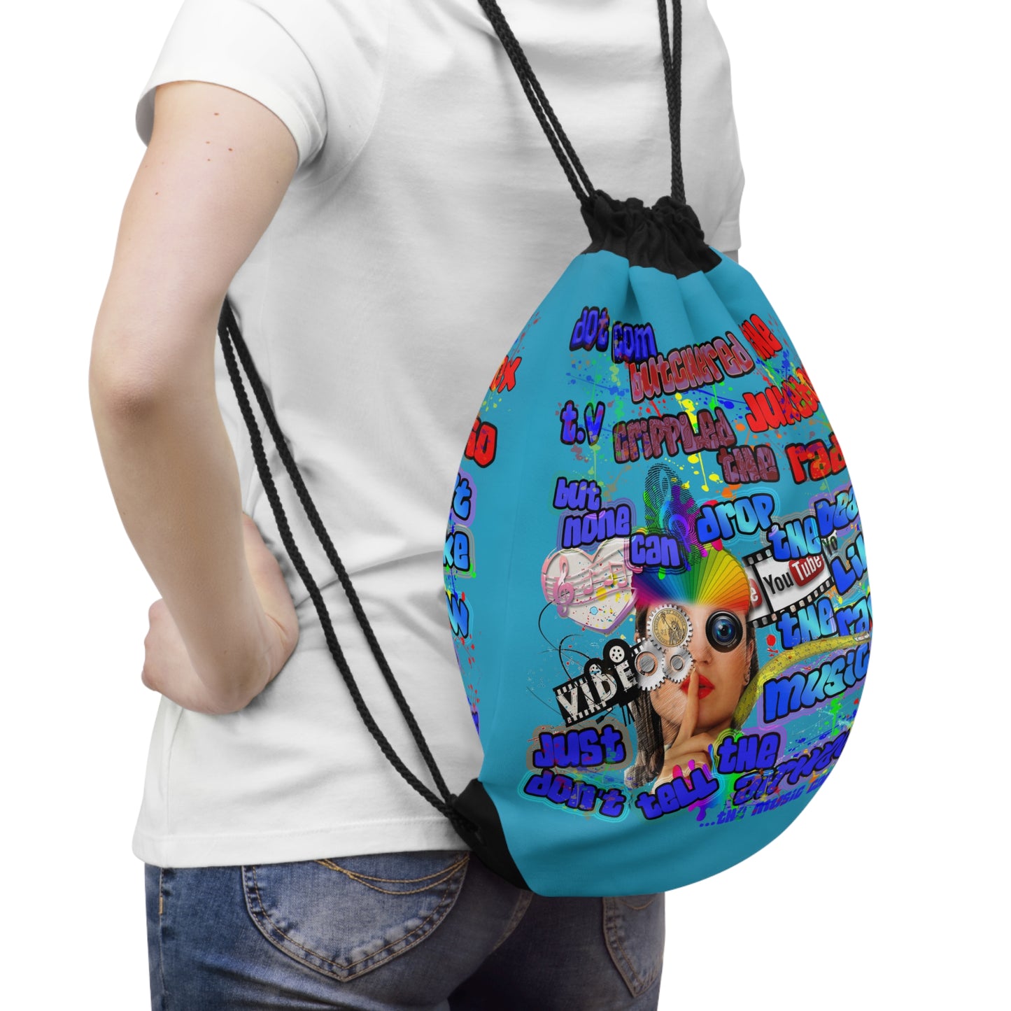 drop the beat - Drawstring Bag (turquoise)