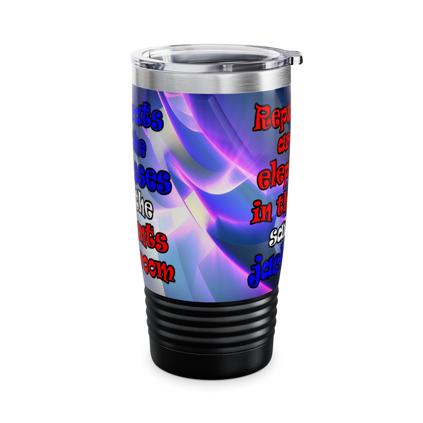donkeys and elephants - Ringneck Tumbler, 20oz (grey-pink wave)