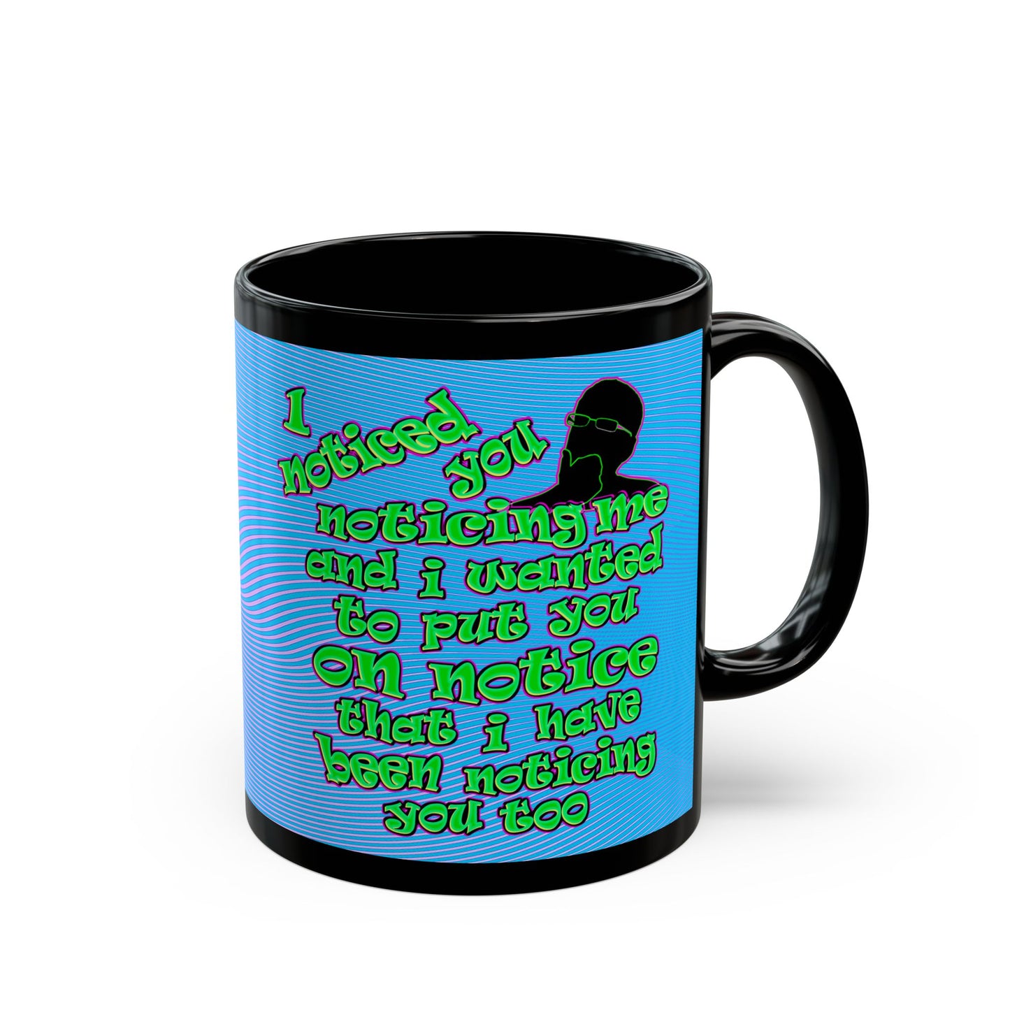 noticed you noticing - Black Mug (light blue-purple wave)