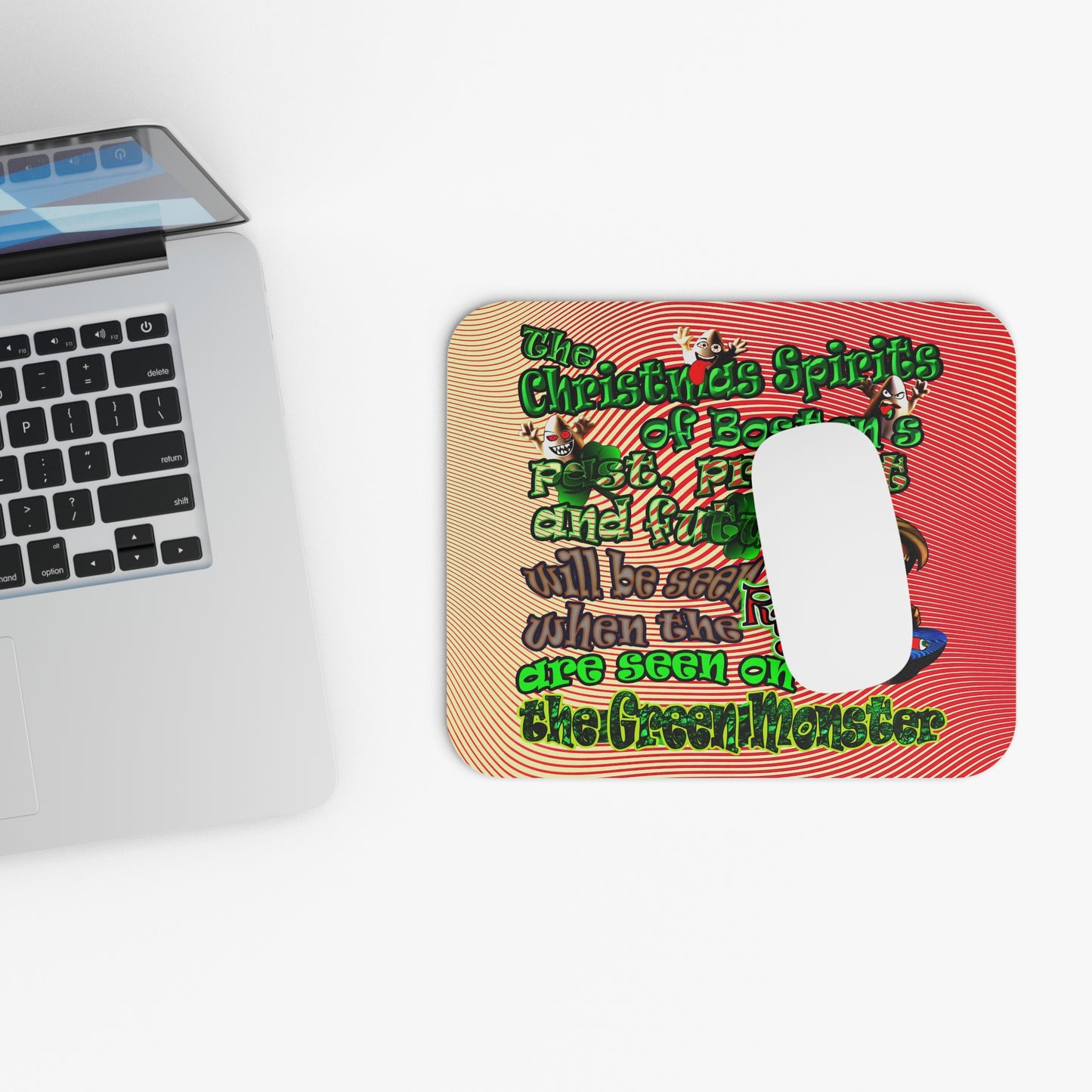 christmas spirits of boston - Mouse Pad (Rectangle) (yellow-orange wave)