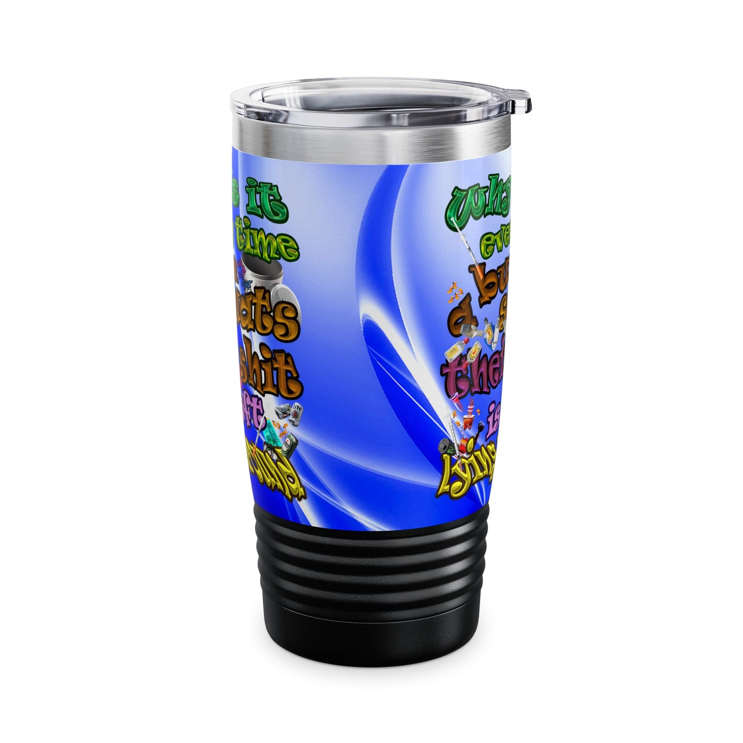 the bum's shit - Ringneck Tumbler, 20oz (blue-white wave)