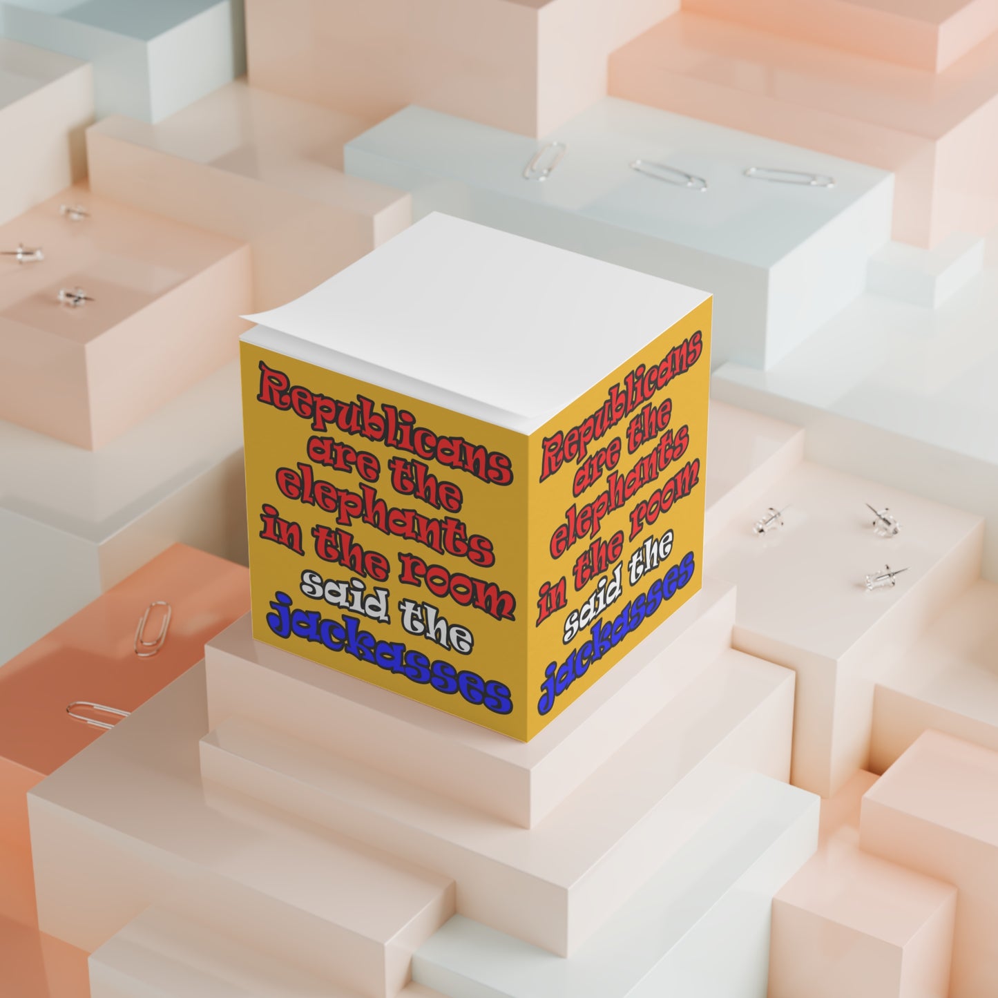donkeys and elephants - note cube (yellow)