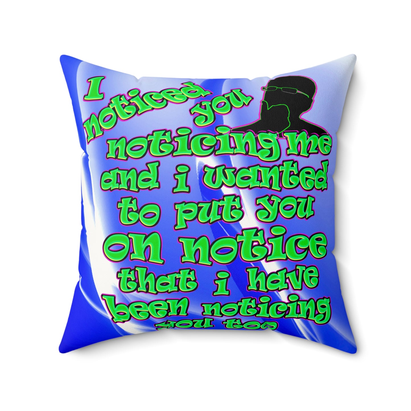 noticed you noticing - Faux Suede Square Pillow - (blue-white wave)