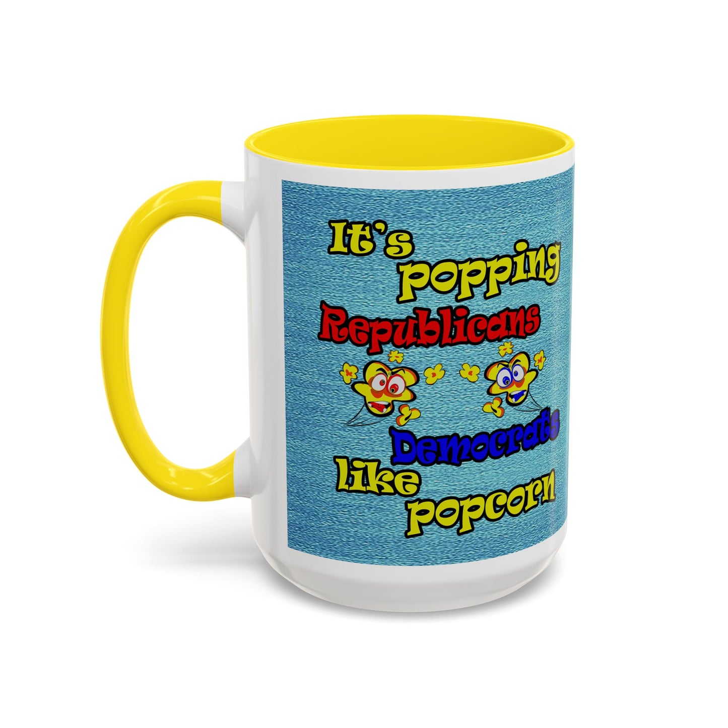 popping like popcorn - Accent Mug (faded dark blue)