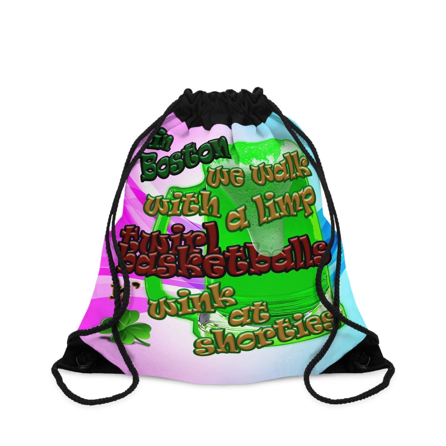 celtics logo - Drawstring Bag (light blue-pink wave)