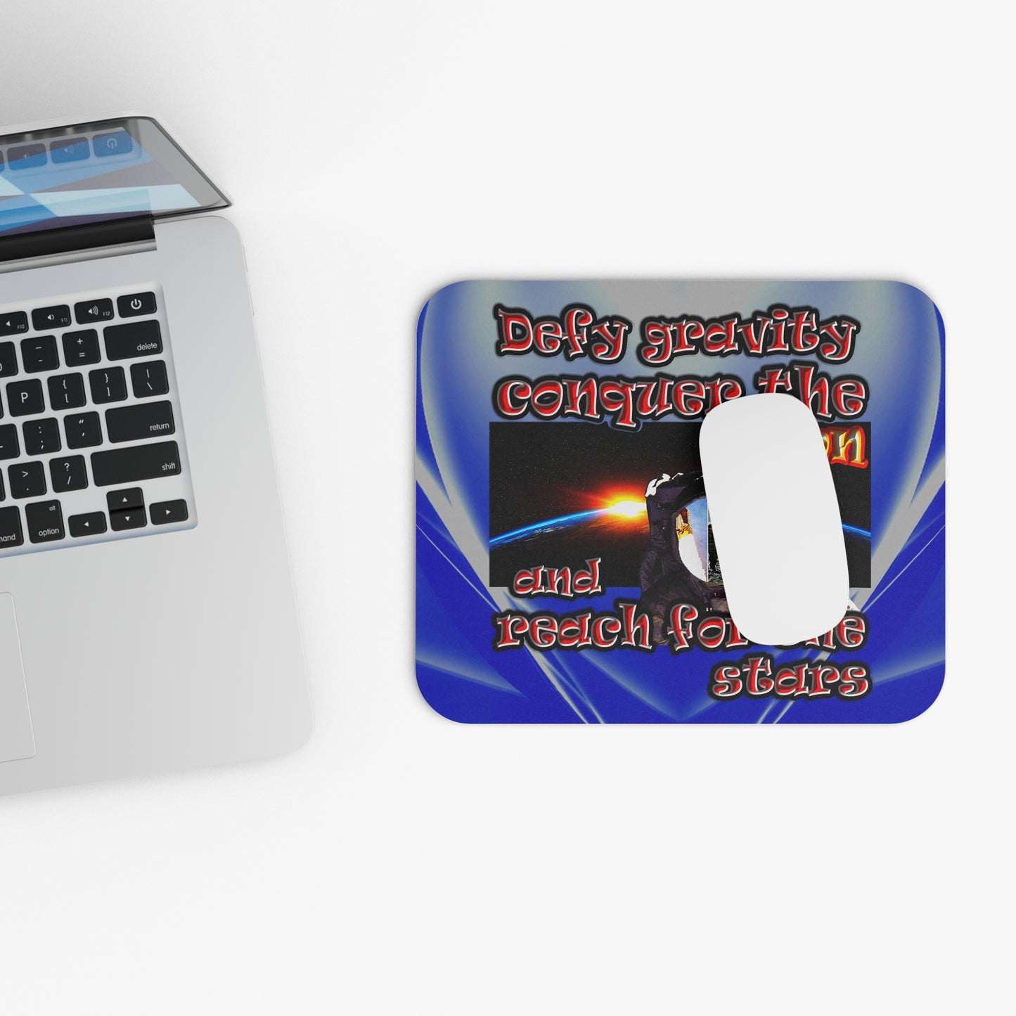 defy conquer reach - Mouse Pad (Rectangle) (blue-white wave)