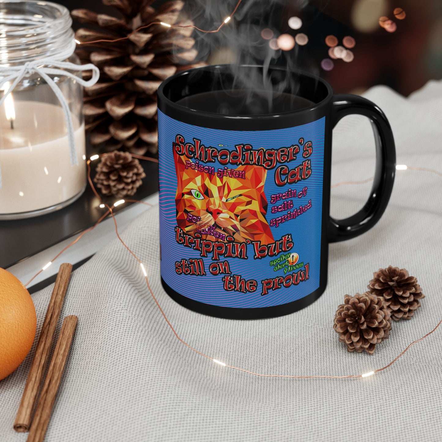 schrodinger's cat - Black Mug (light blue-purple wave)