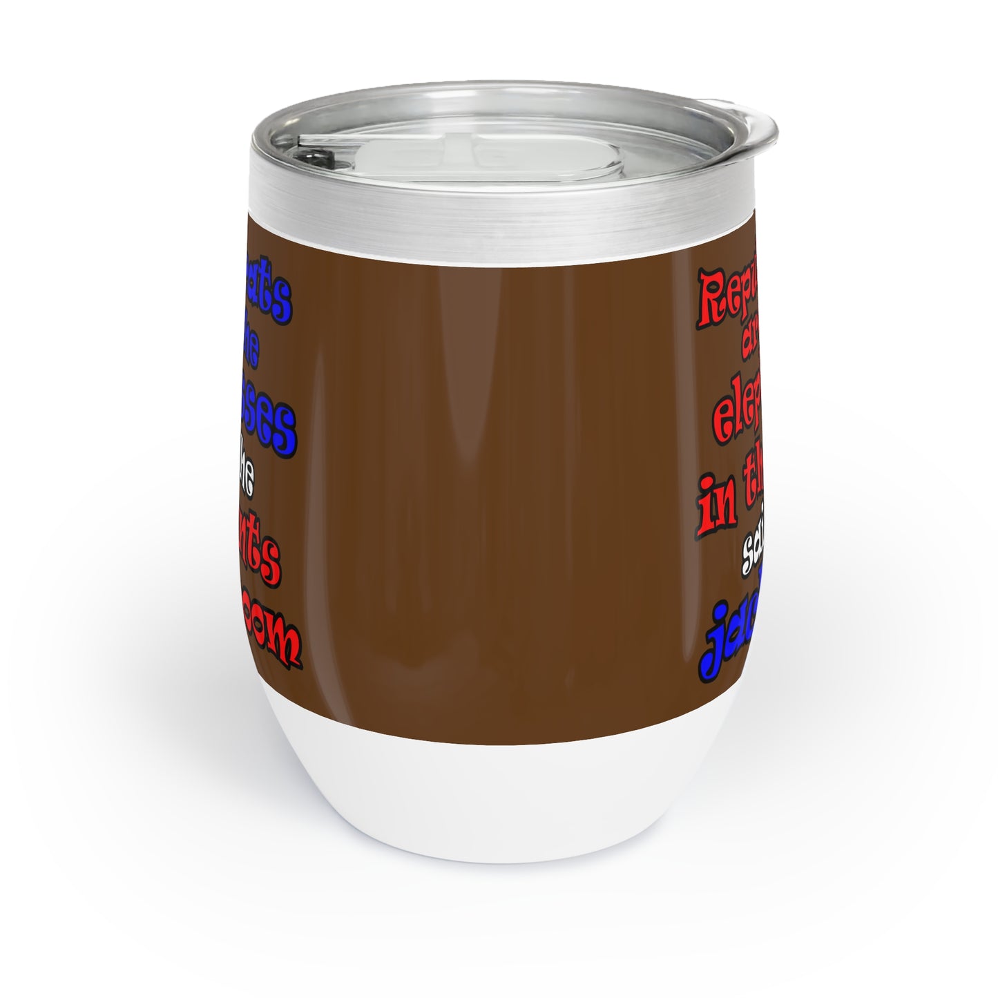 donkeys and elephants - Chill Wine Tumbler (brown)
