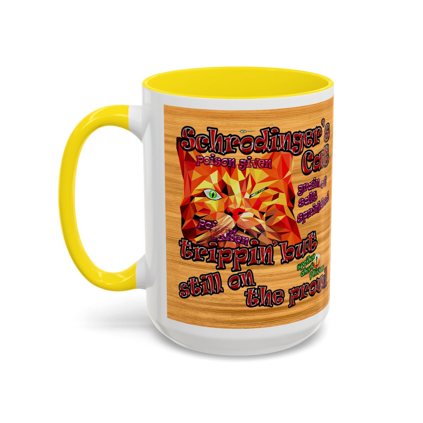 schrodinger's cat - Accent Mug (butterscotch wood finish)