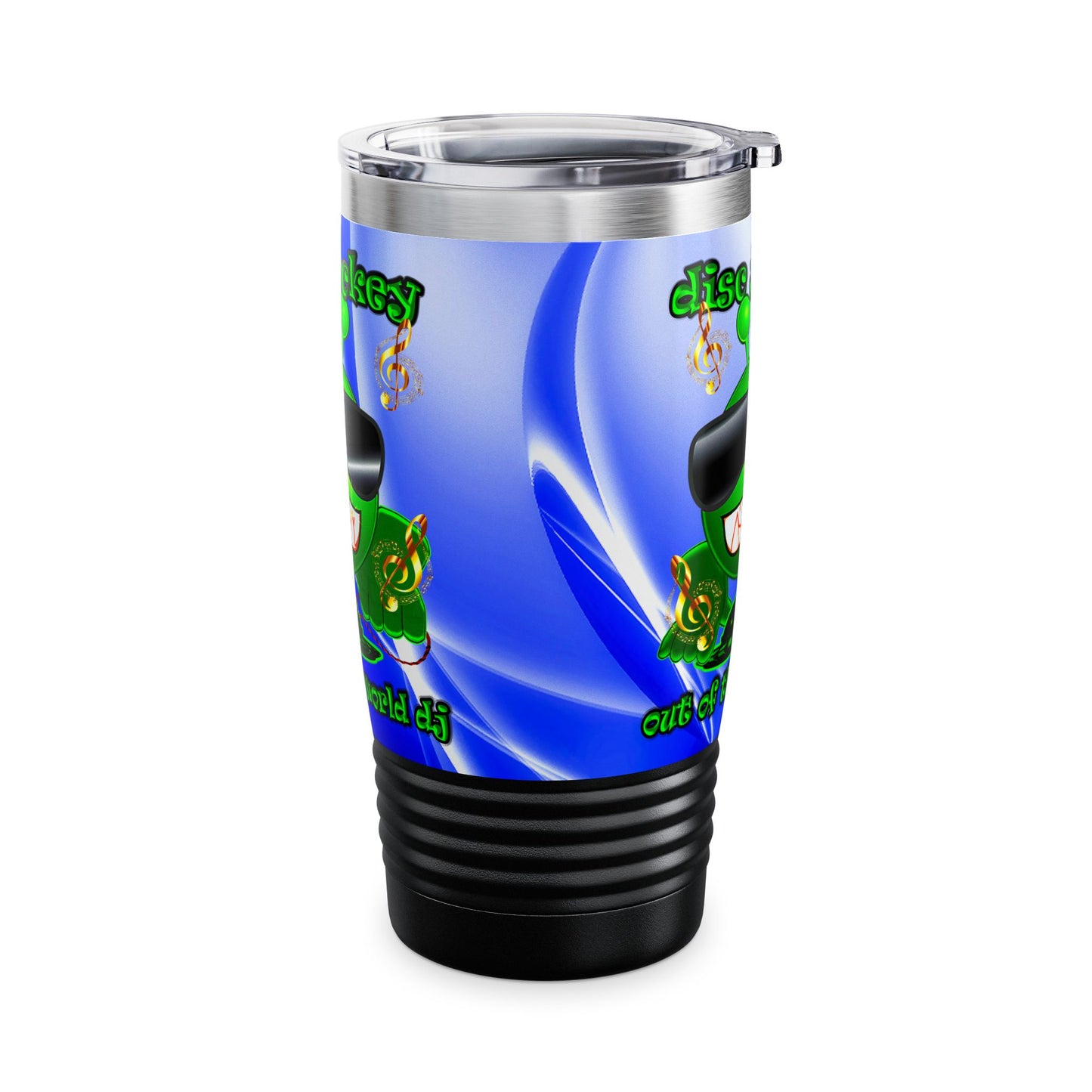 disc jockey - Ringneck Tumbler, 20oz (blue-white wave)