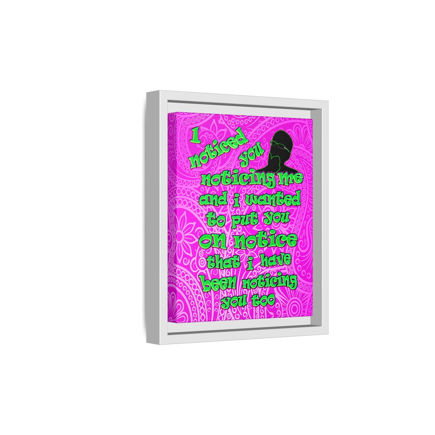noticed you noticing - framed canvas art (pink swirl)