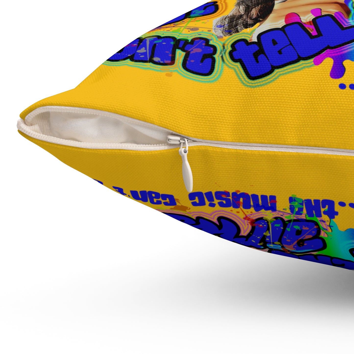 drop the beat - Spun Polyester Square Pillow - (yellow)
