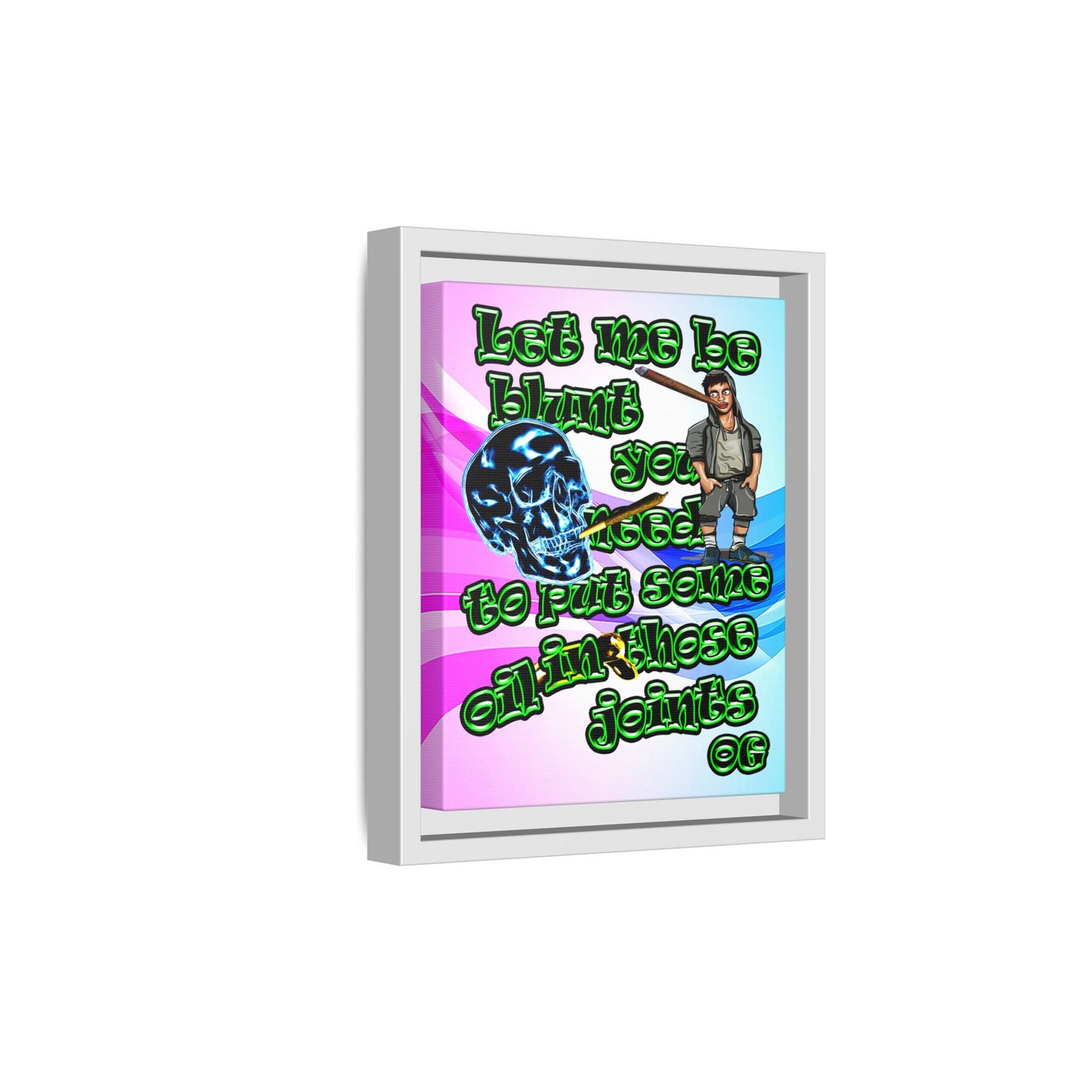 og - framed canvas art (light blue-pink wave)