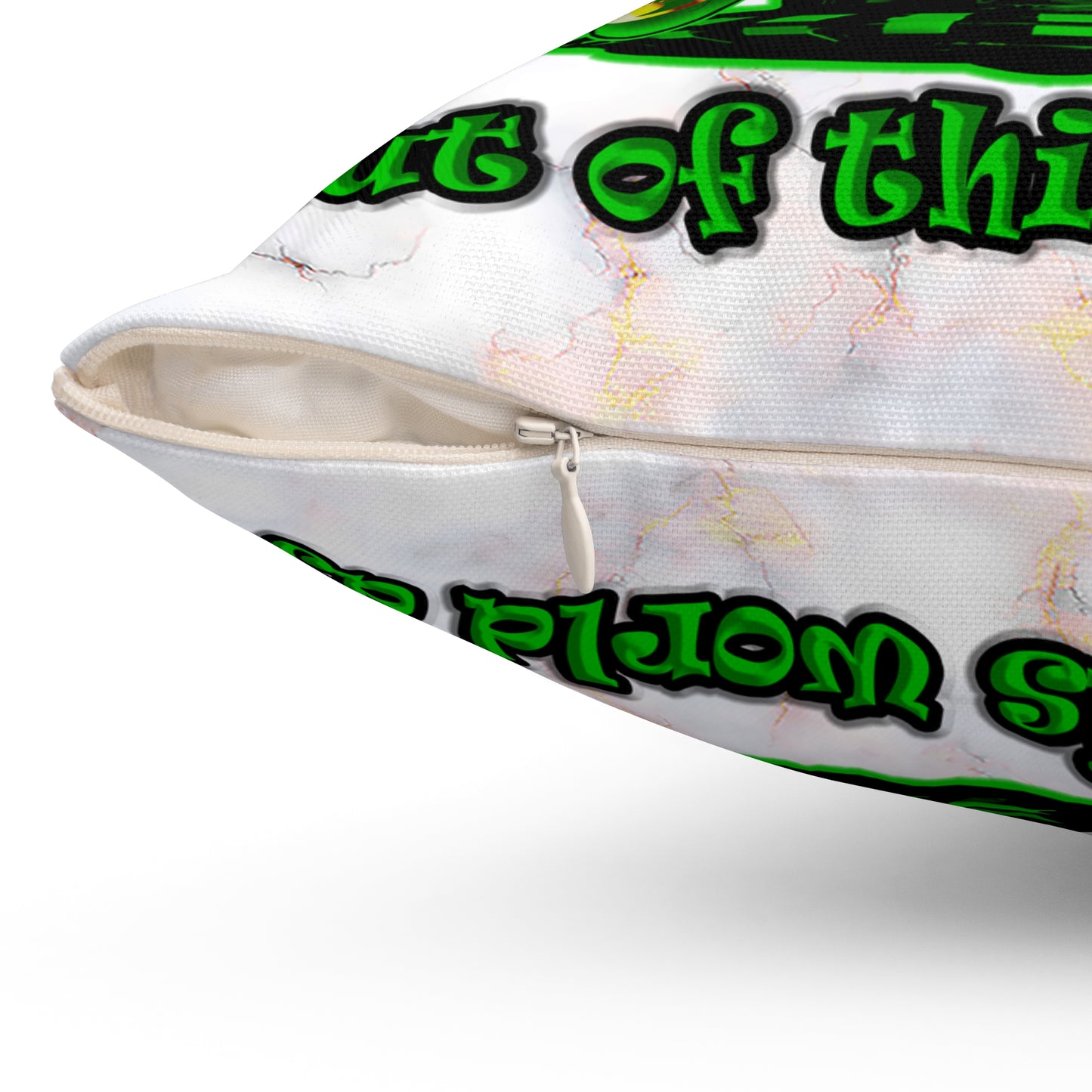 disc jockey - Spun Polyester Square Pillow - (white marble)