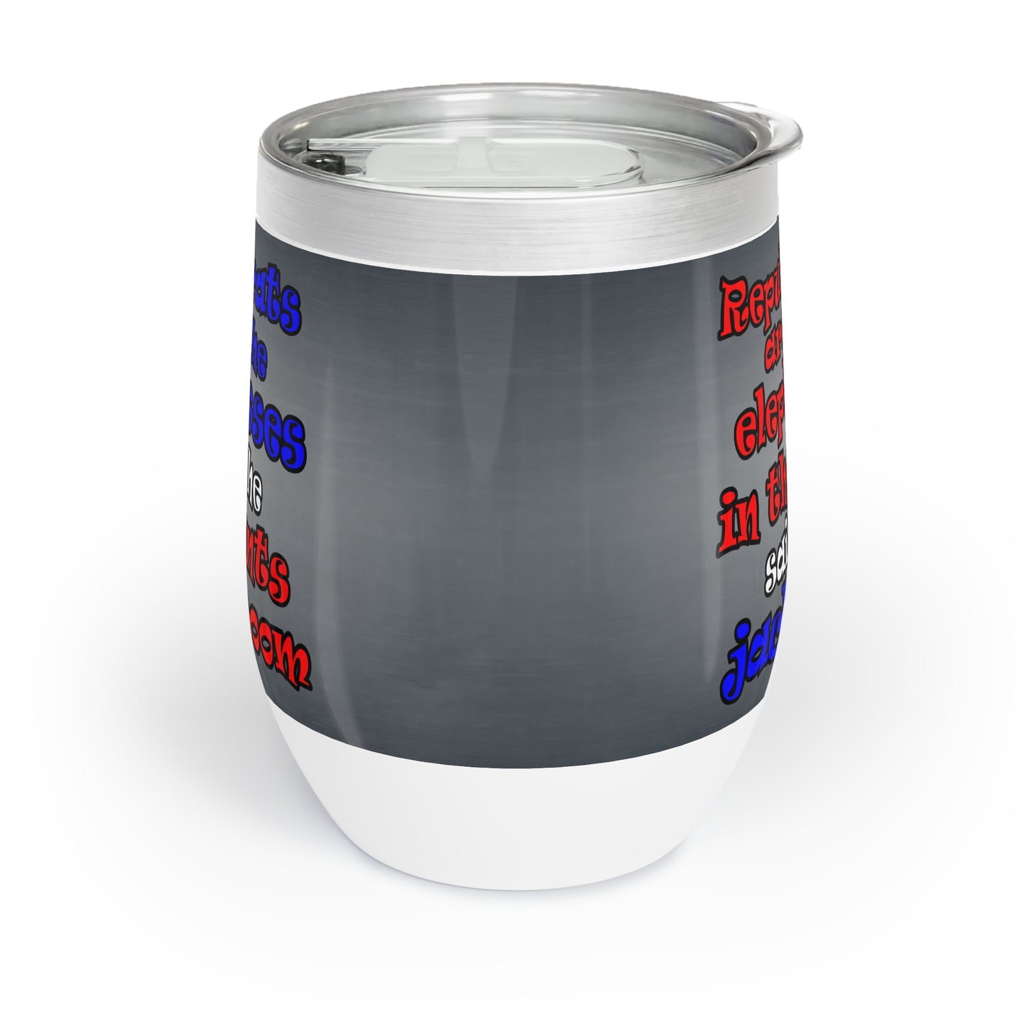 donkeys and elephants - Chill Wine Tumbler (grey-light grey)