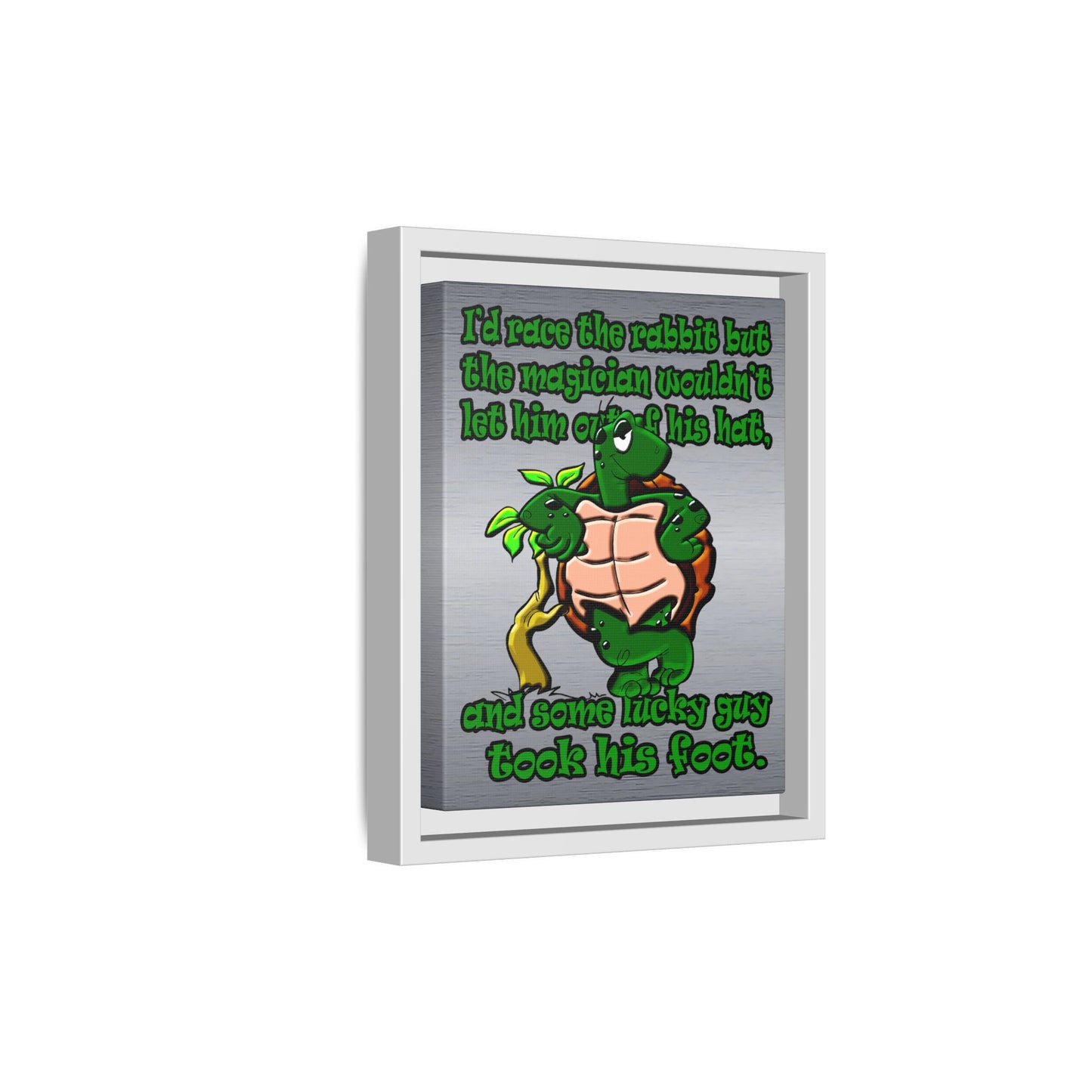 turtle race - framed canvas art (brushed nickel)