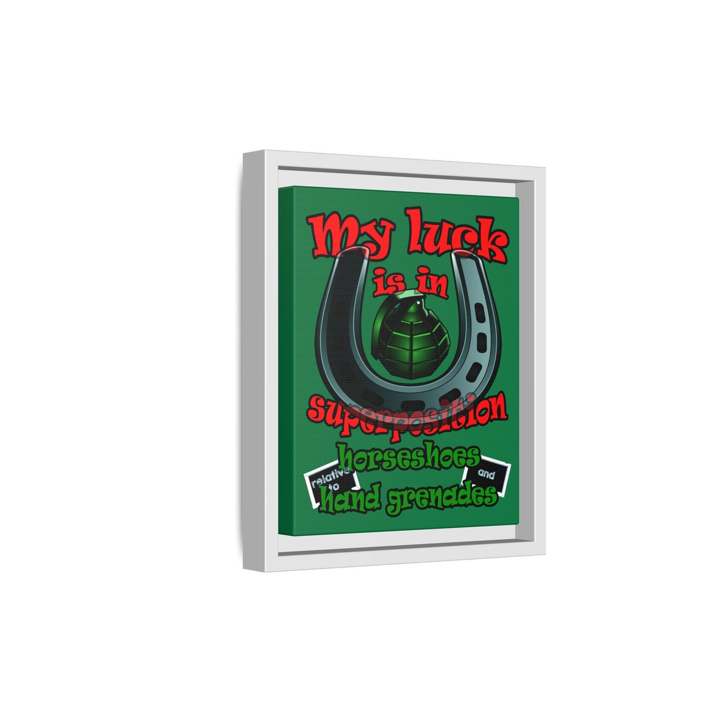 my luck - framed canvas art (dark green)