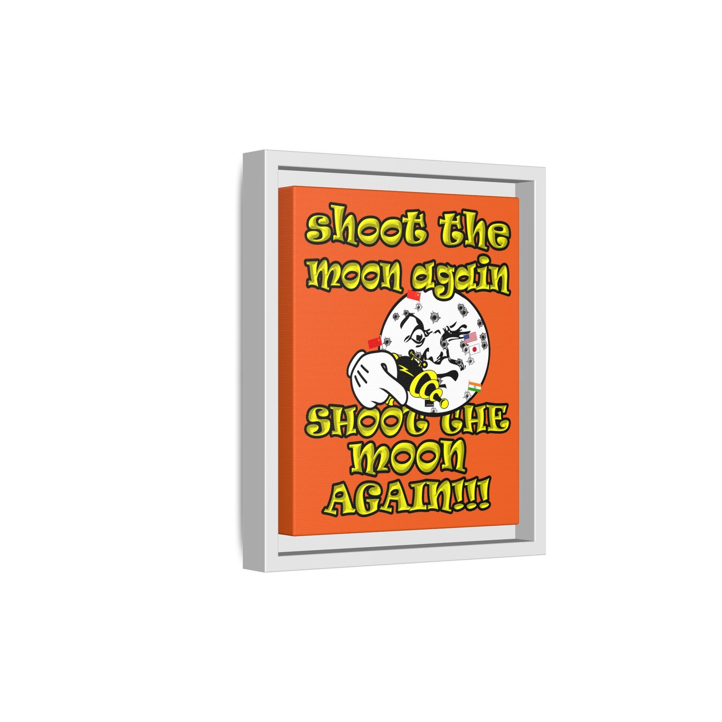 shoot the moon again - framed canvas art (orange)